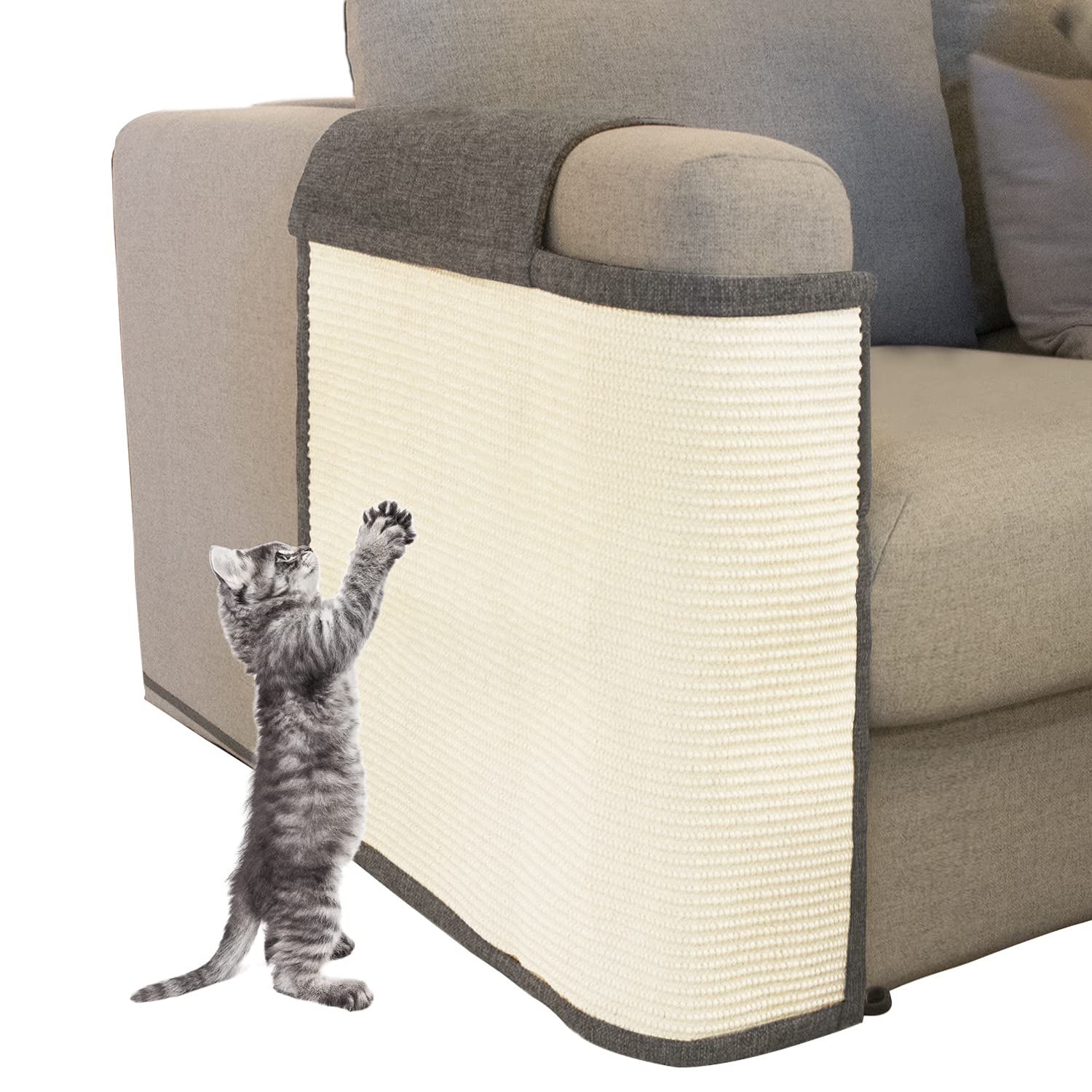 Cat Scratch Sofa Protector,Cat Scratching Couch Protector With 19.7''L*23.6''W Natural Sisal For Protecting Couch Sofa Chair (Right Hand)