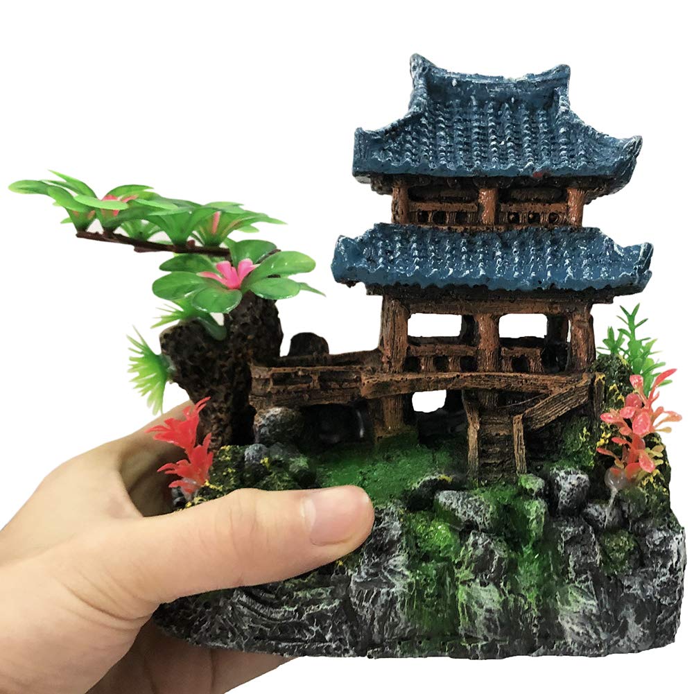 Slocme Aquarium Classical Resin Castle Decorations - Fish Tank Realistic Details Castle,Fish Tank Green Leaf Castle Aquarium Acc