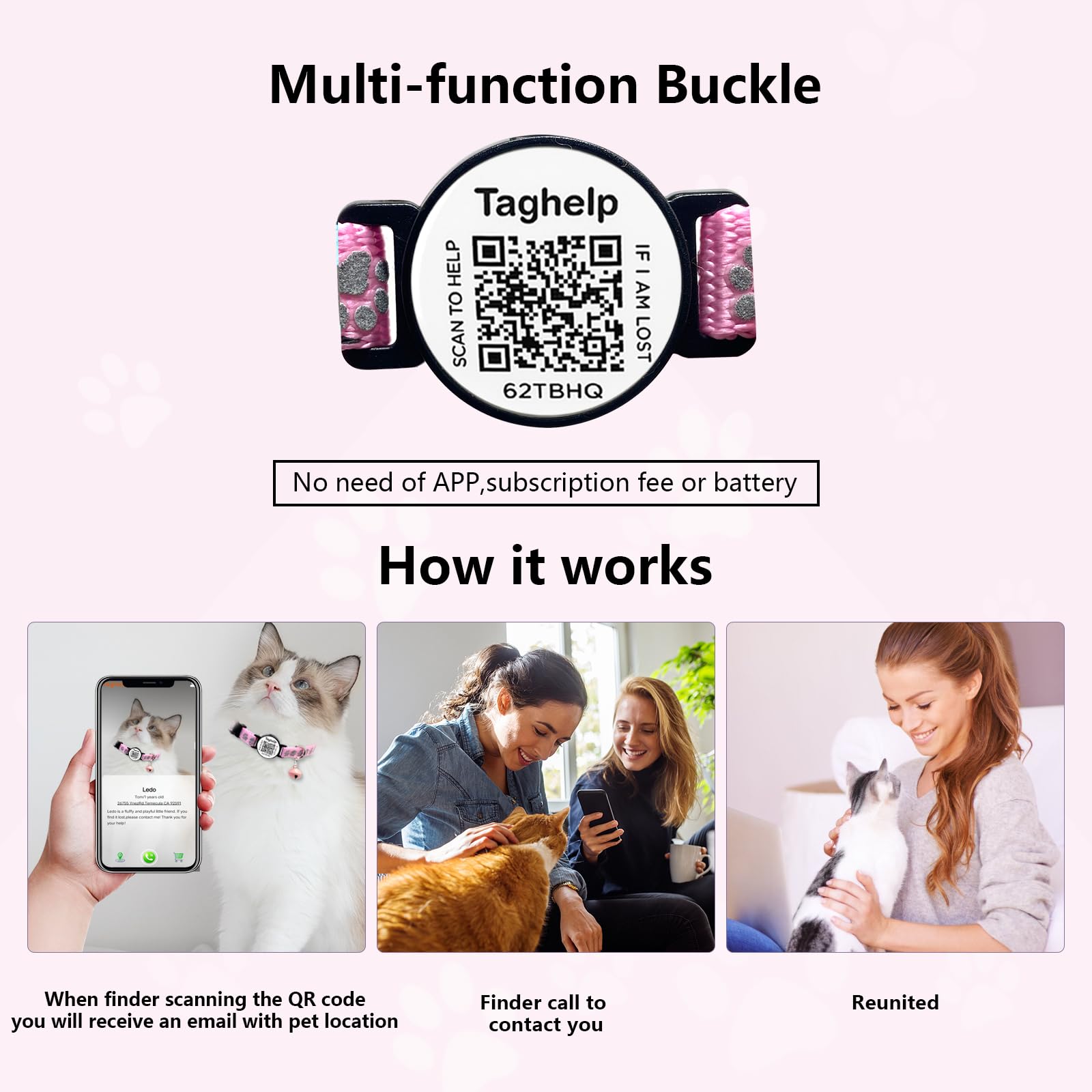 2 Pack Cat Collar Breakaway With Bell,Reflective Kitten Collar With Smart Id Tag,Adjustable 7-12In,Safety Buckle For Girl Boy Ca