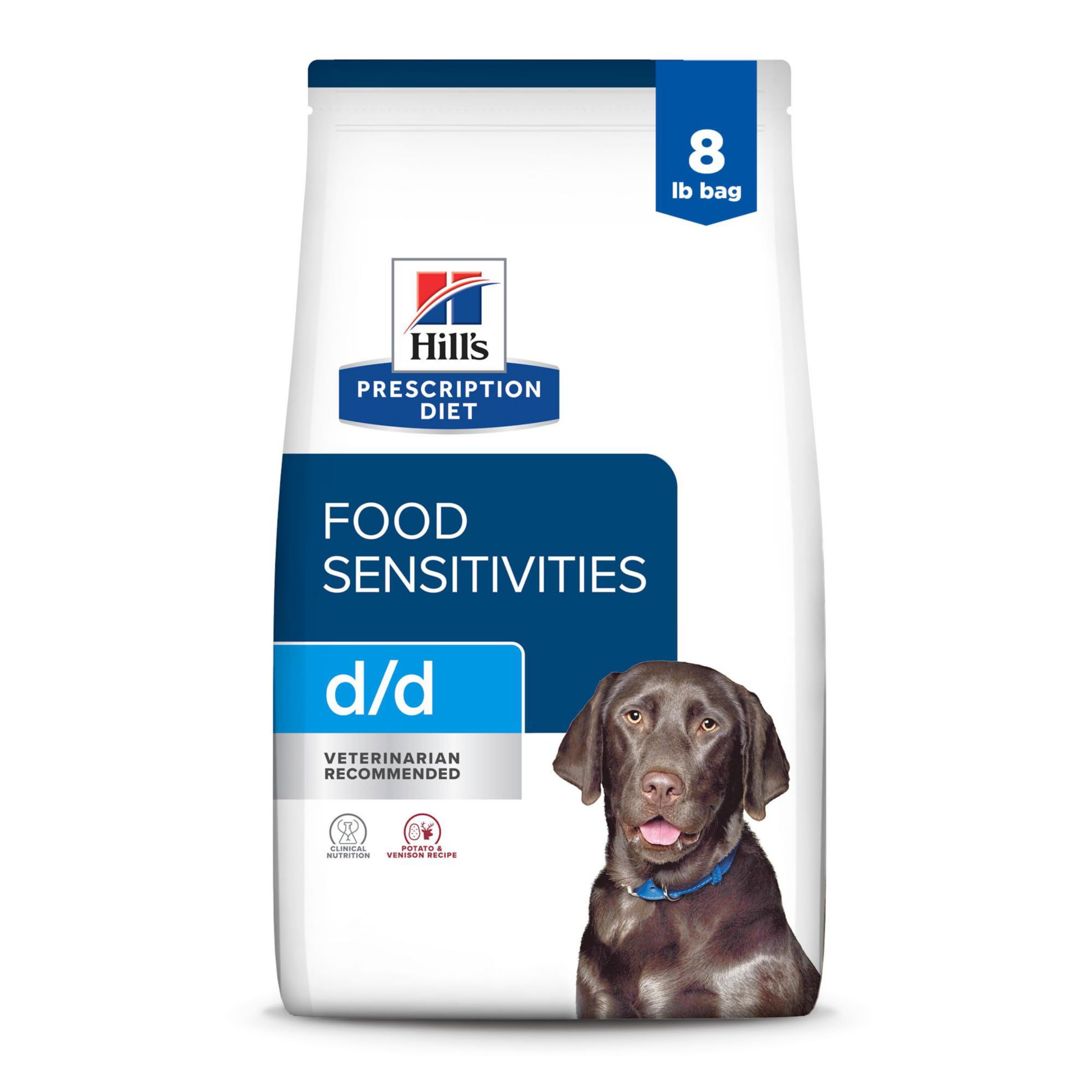 Hills Prescription Diet d/d Food Sensitivities Potato & Venison Formula Dry Dog Food, Veterinary Diet, 8 lb. Bag