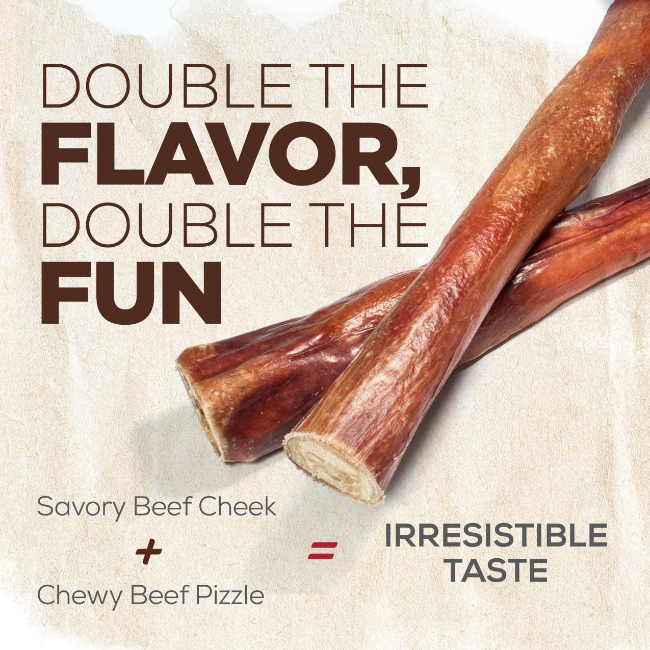 Natural Farm Power Bully Sticks Dog Chews (6   ,8 Ounces), 2-in-1 Power Chews: Premium Beef Cheek Wrapped in Beef Pizzle, Double