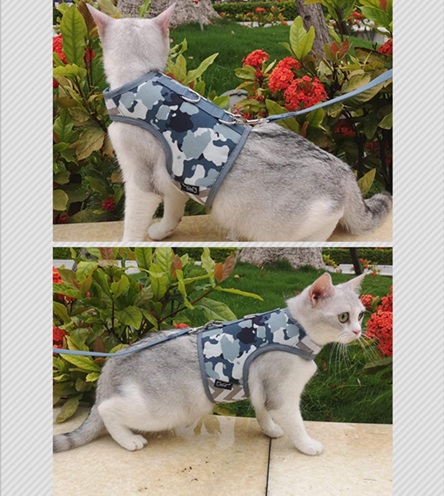Yizhi Miaow Cat Harness And Leash For Walking Escape Proof, Adjustable Cat Vest Harness, Padded Stylish Cat Walking Jackets, Gre