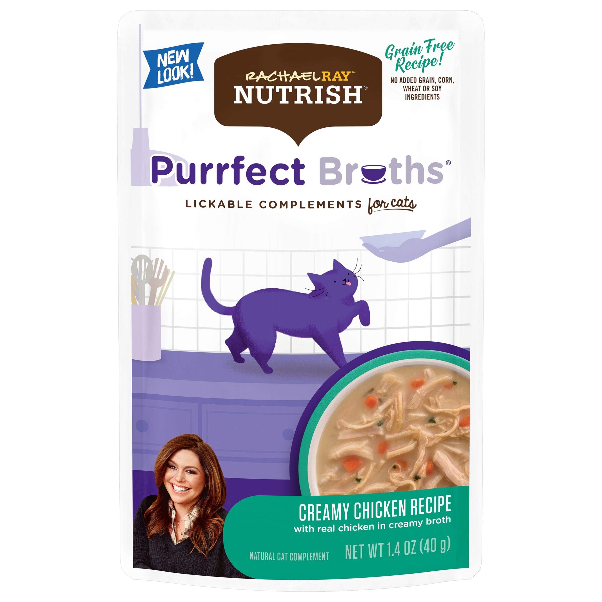 Rachael Ray Nutrish Purrfect Broths Wet Cat Food, Classic Chicken Recipe with White Meat Chicken & Veggies, 1.4 Ounce Pouch (Pac