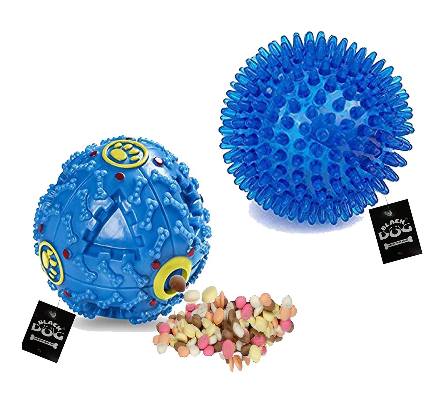 Black Dog Dog Toy Bouncy Floating Teeth Cleaning Spiky Ball For Dogs Treat Dispensing Toy Treat Ball Toys (Color May Vary) (Larg
