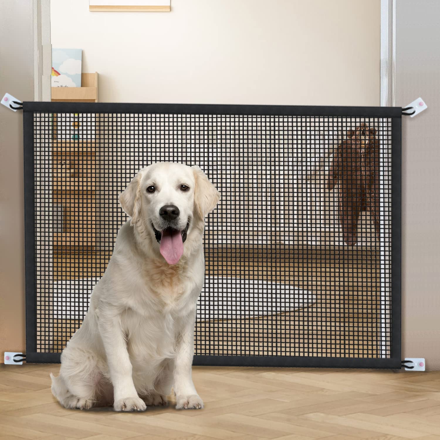 Dog Gate For Stairs Pet Gates For The House: Dog Gate Indoor Dogs Screen Mesh Gate For Doorways Stairways Safety 29 Inches Tall, 30 Inch Wide