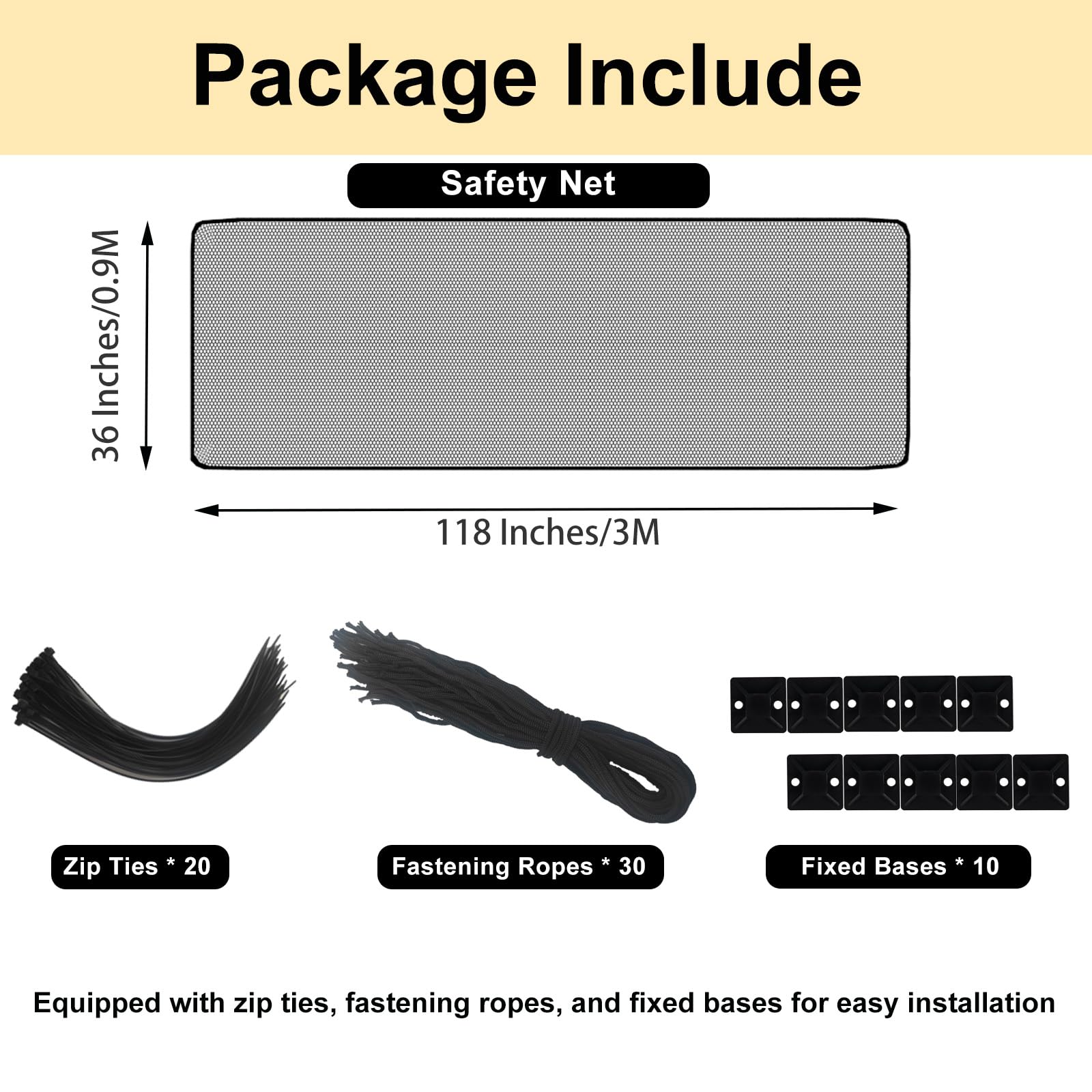 Balcony Safety Net for Kids Banister Guard-10ft X 3ft Thick Pet Balcony Guard Balcony Netting for Pets Rail Net for Balcony Apar
