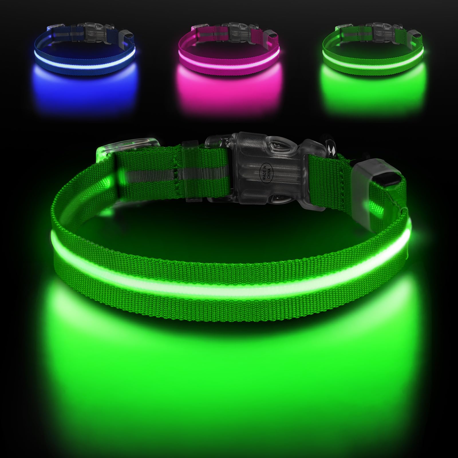 Led Dog Collar For Night Walking,Rechargeable Light Up Dog Collar Led Color,Glow In The Dark Dog Collars Waterproof For Small Me