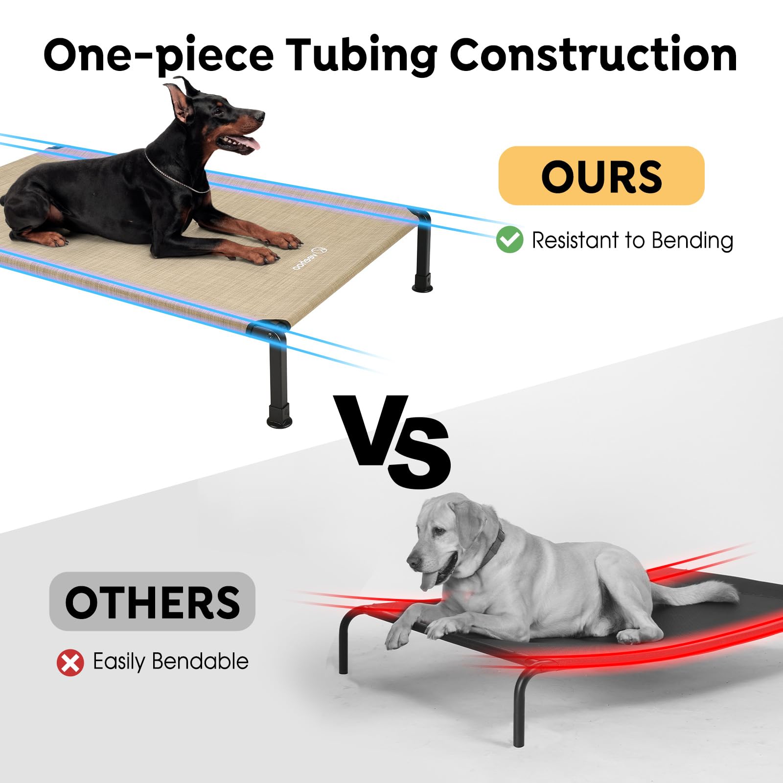 Veehoo Heavy Duty Elevated Dog Bed - Raised Bed With Washable Teslin Mesh, Non-Slip Feet, Cooling Cot, Indoor/Outdoor Use, 47''