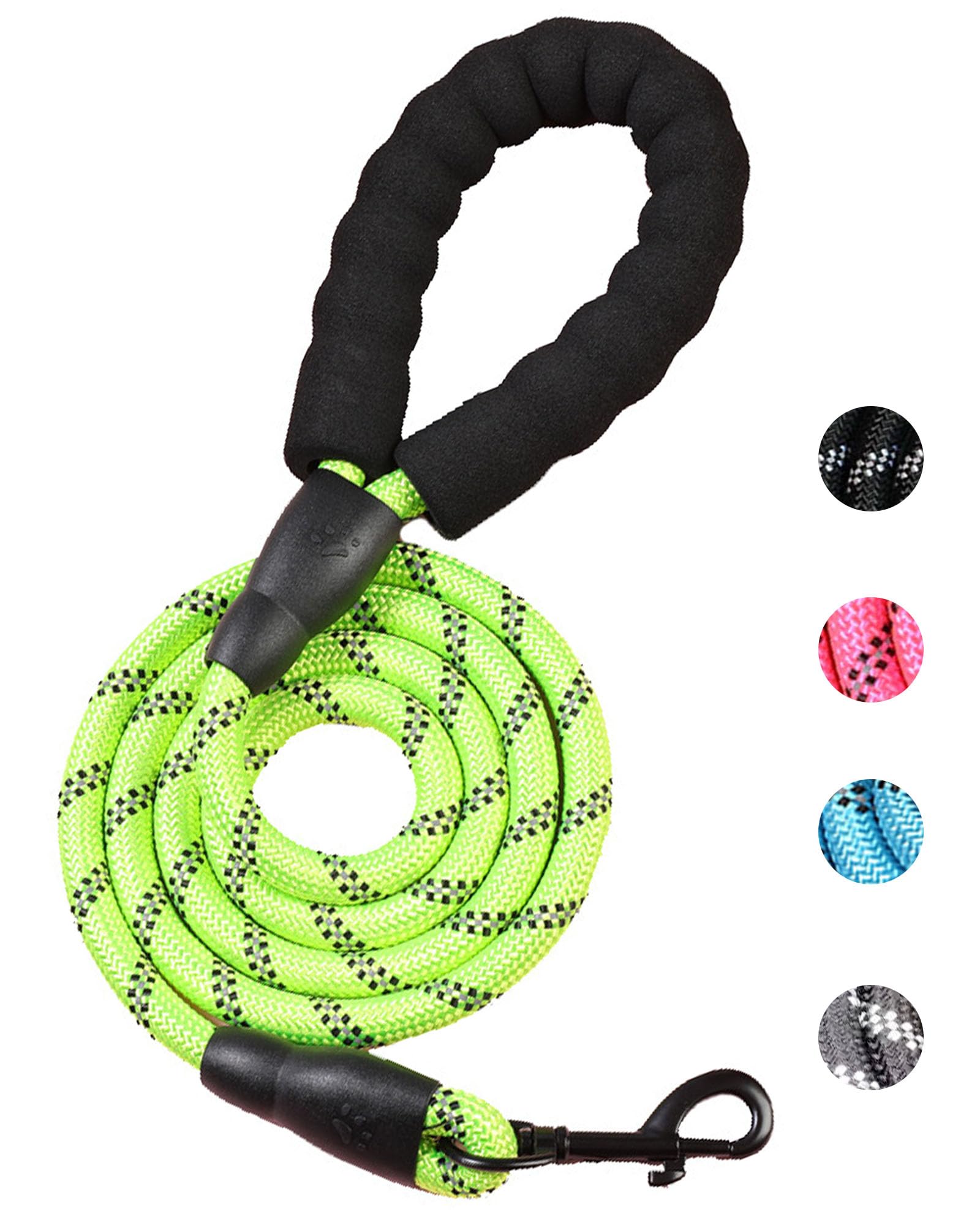 Petank Rope Dog Leash 4 Ft With Comfortable Padded Handle And Highly Reflective Threads For Small Medium Dogs (Green, 4Ft*1/2)