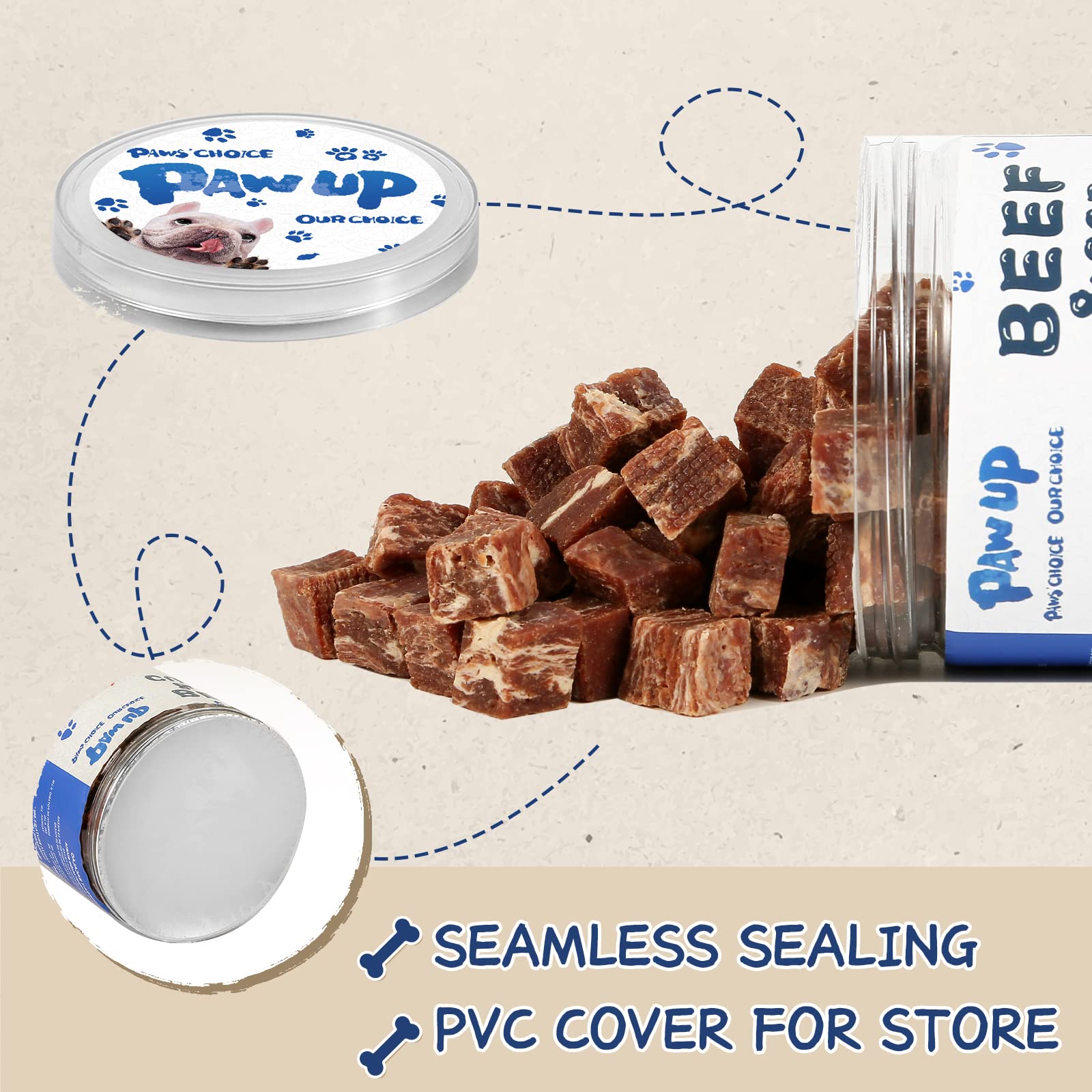 PAWUP Dog Treats Beef Cod Cubes, Grain Free, Low Fat, 12.5 oz, Rawhide Free, Training Rewards