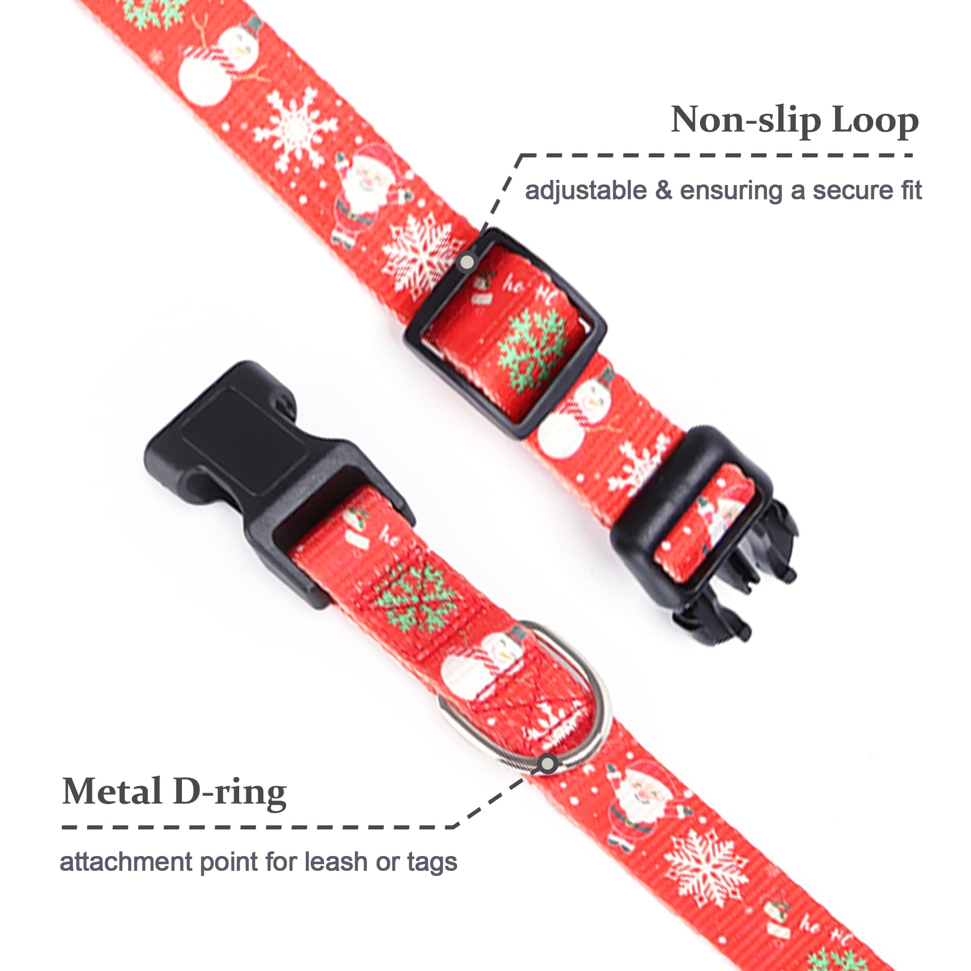 Christmas Dog Collar With Buckle Adjustable Safety Nylon Collars For Small Medium Large Dogs, Cute Stylish Girl Boy Christmas Dog Collar (Christmas Red,M)