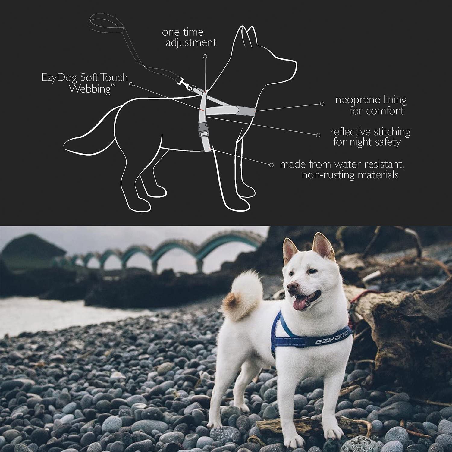 Ezydog Premium Quick Fit Adjustable No-Pull Dog Harness Vest With Reflective Stitching - Perfect For Training, Walking, And Cont