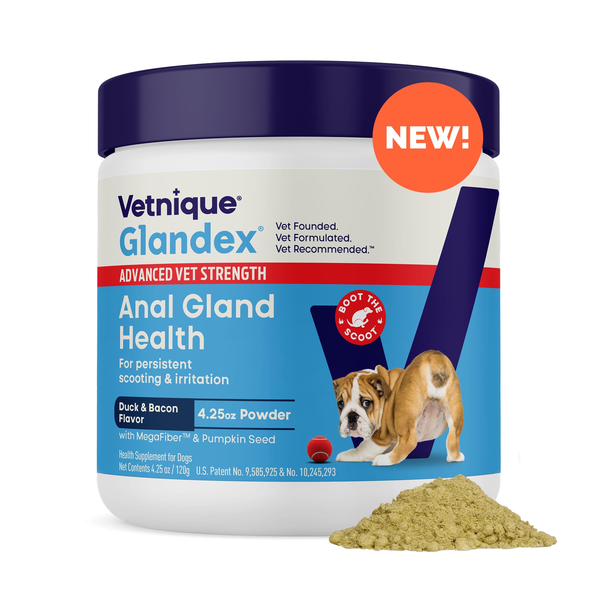 Vetnique Glandex Dog Fiber Supplement Powder for Anal Glands with Pumpkin, Digestive Enzymes & Probiotics - (Regular or Advanced