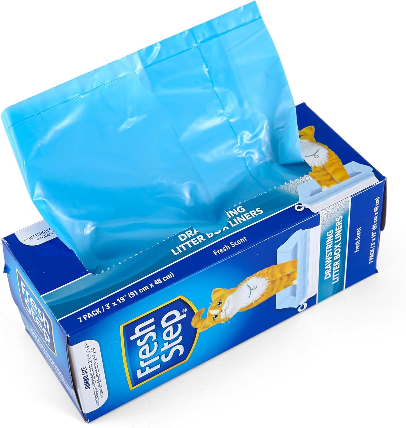 Fresh Step Drawstring Large Litter Box Liners | Heavy Duty Liners For Cat Litter Box | Scented & Unscented Available | Quick & Easy Cleanup, Scented, Jumbo - 4 Pack