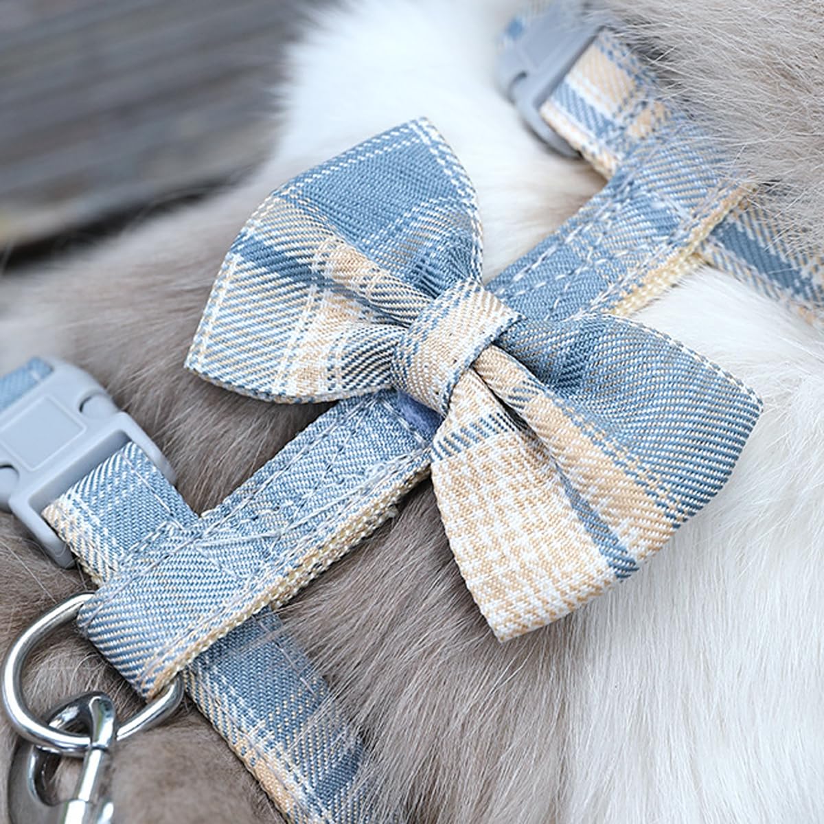 Wellyuk Cat Harness And Leash Set Escape Proof For Outdoor Walking Travel With Cute Blue Bowtie, Kitten Soft Lightweight Small A