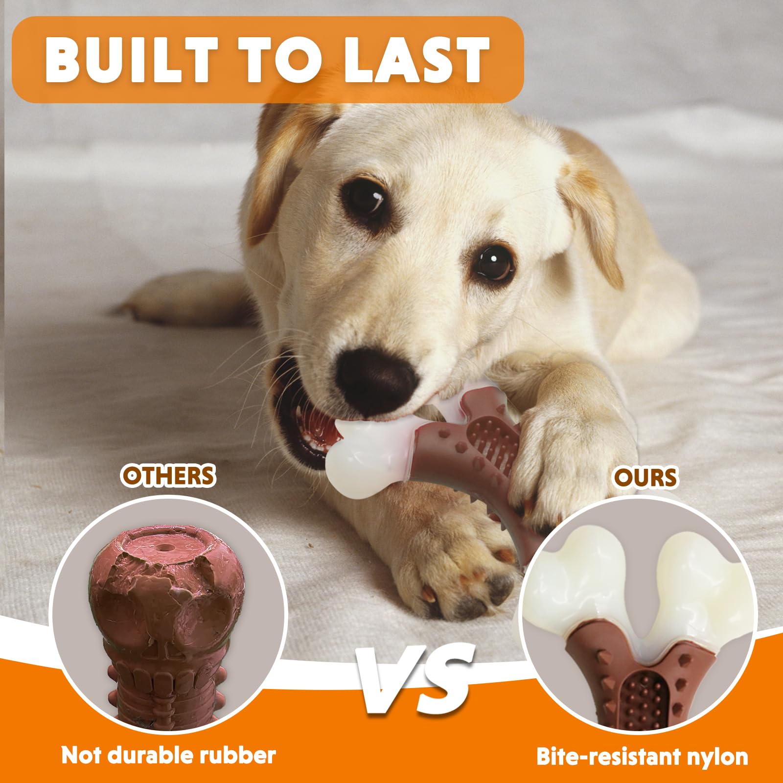 Laroo Dog Chew Toys For Aggressive Chewers, Durable Nylon Bones Tough Toys For Training And Cleaning Teeth, Interactive Treat Di