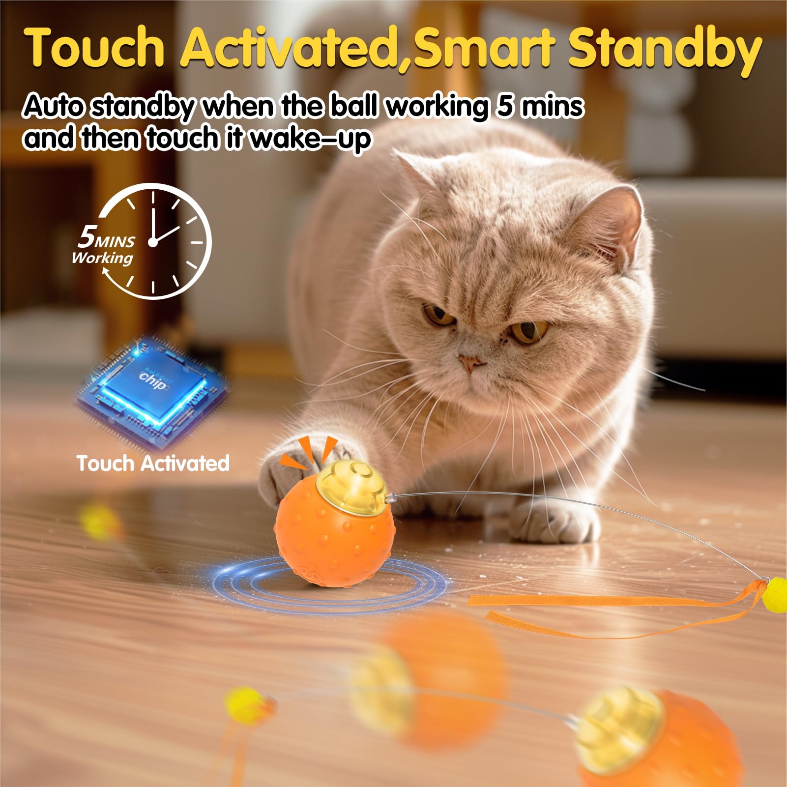 Muhhiba Interactive Cat Toy Ball - Automatic Moving Electric Mouse Toy, USB Rechargeable, Green, Model P72