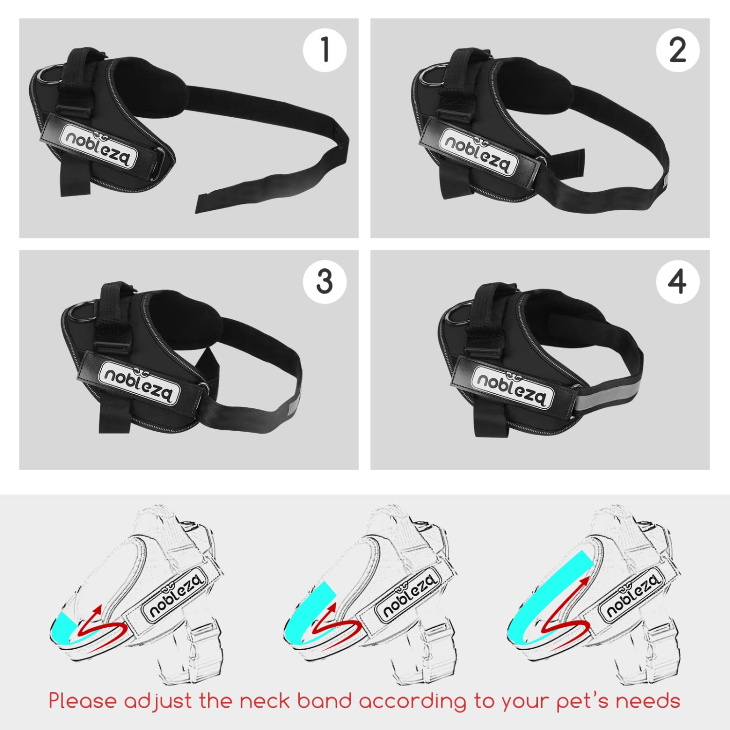 Nobleza Dog Vest Harness, Reflective No Pull Dog Harness with Handle and Soft Padding, Adjustable Easy On Grip Harness for Dogs