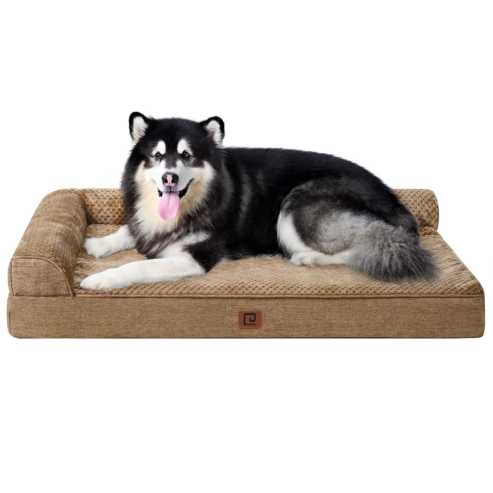 Eheyciga Memory Foam Orthopedic Xxl Dog Bed, Washable Dog Bed With Waterproof Lining Removable Cover, Extra Large Giant Dog Bed Sofa With Nonskid Bottom Pet Couch Bed, 48X36 Inches, Camel