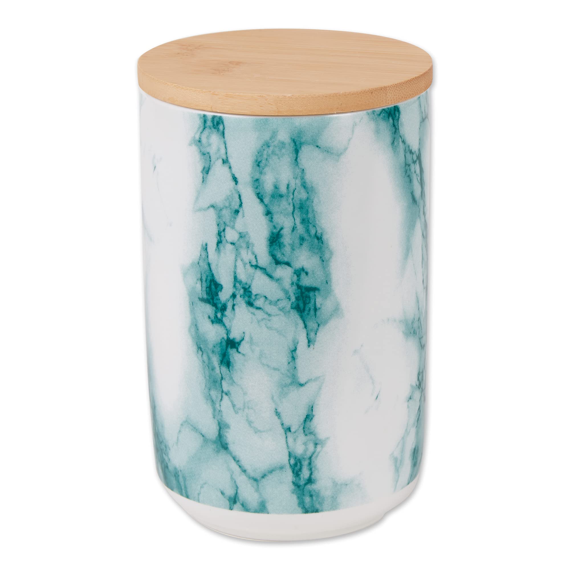 Bone Dry Ceramic Marble Treat Jar for Pets Dishwasher Safe, Dishwasher Safe, Bamboo Lid - Push & Twist to Close, Canister, 4x6.5