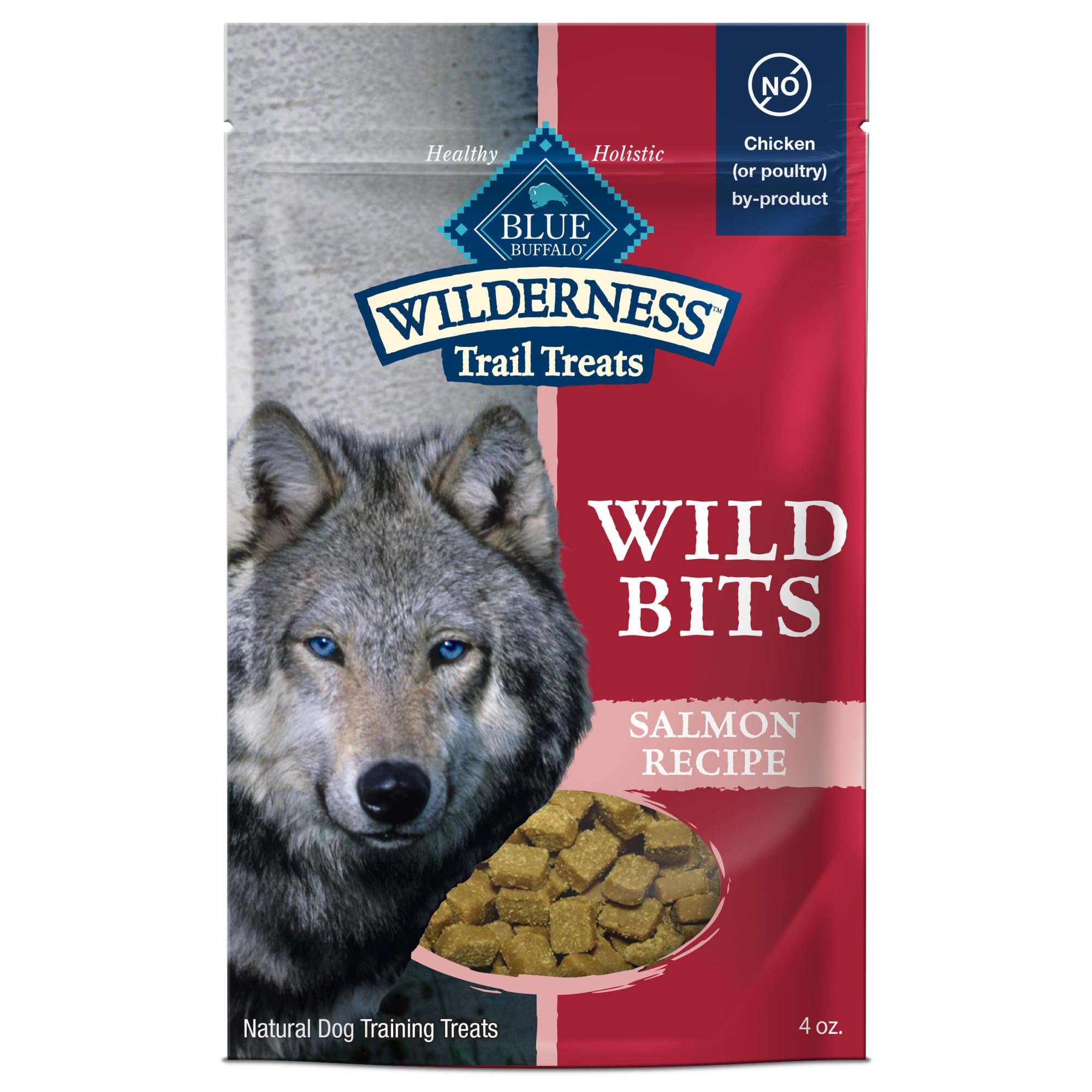 Blue Buffalo Wilderness Trail Treats Wild Bits High Protein Grain Free Soft-Moist Training Dog Treats, Salmon Recipe 4-oz Bag