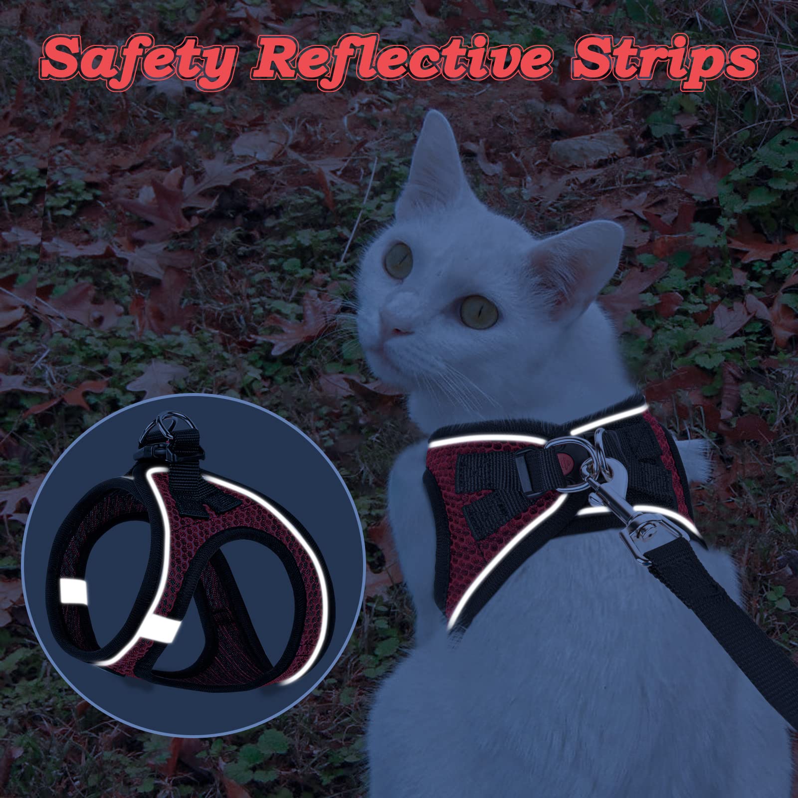 cat Harness and Leash for Walking Escape Proof, Adjustable Kitten Vest Harness Reflective Soft Mesh Puppy Harness for Outdoor, c