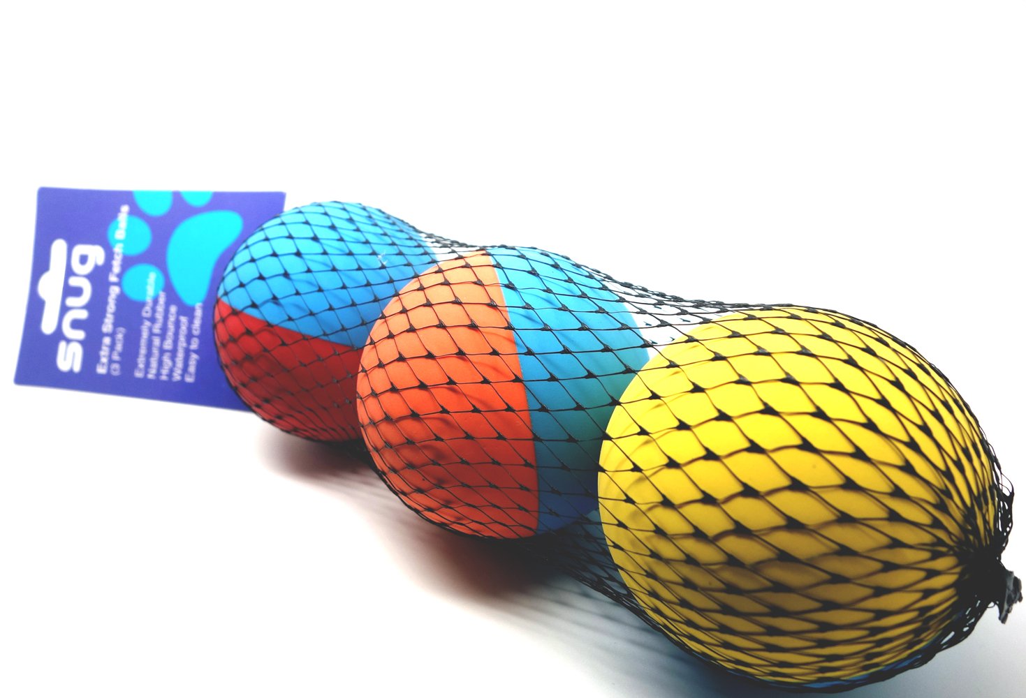 Snug Rubber Dog Balls - Virtually Indestructible - Tennis Ball Size (2.5 Inch) - 3 Pack for Small & Medium Dogs - Original
