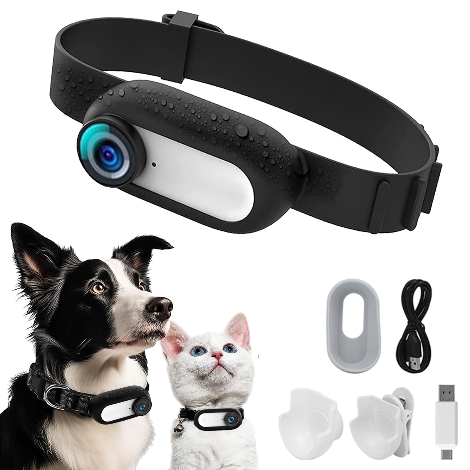 HD 1080P Dog Tracker Collar,No WiFi Needed Cat Collars Camera Sport/Action Camera with Video Records,Mini Body Cam Indoor/Outdoo