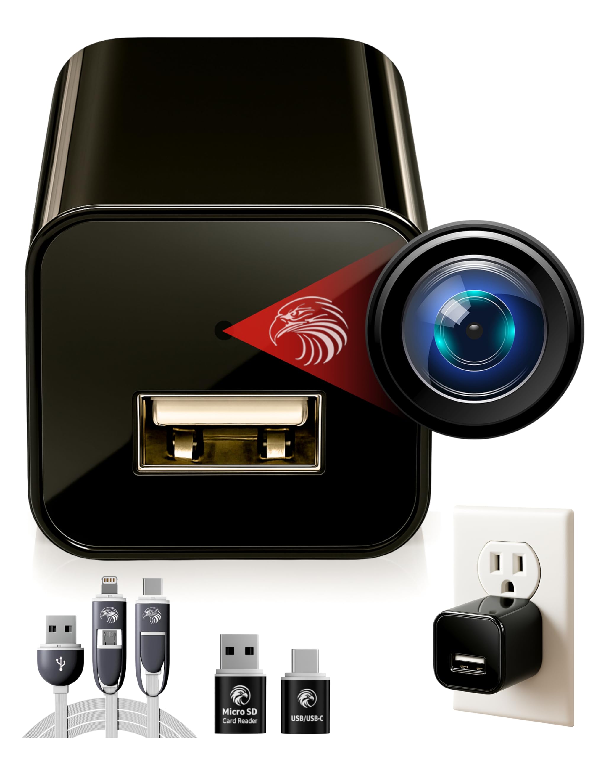 DIVINEEAGLE 1080p Dome Cam, Motion Detection, microSD Slot, Easy Setup, App-Free, No Live View-Data Protected, Video-Only - Plug