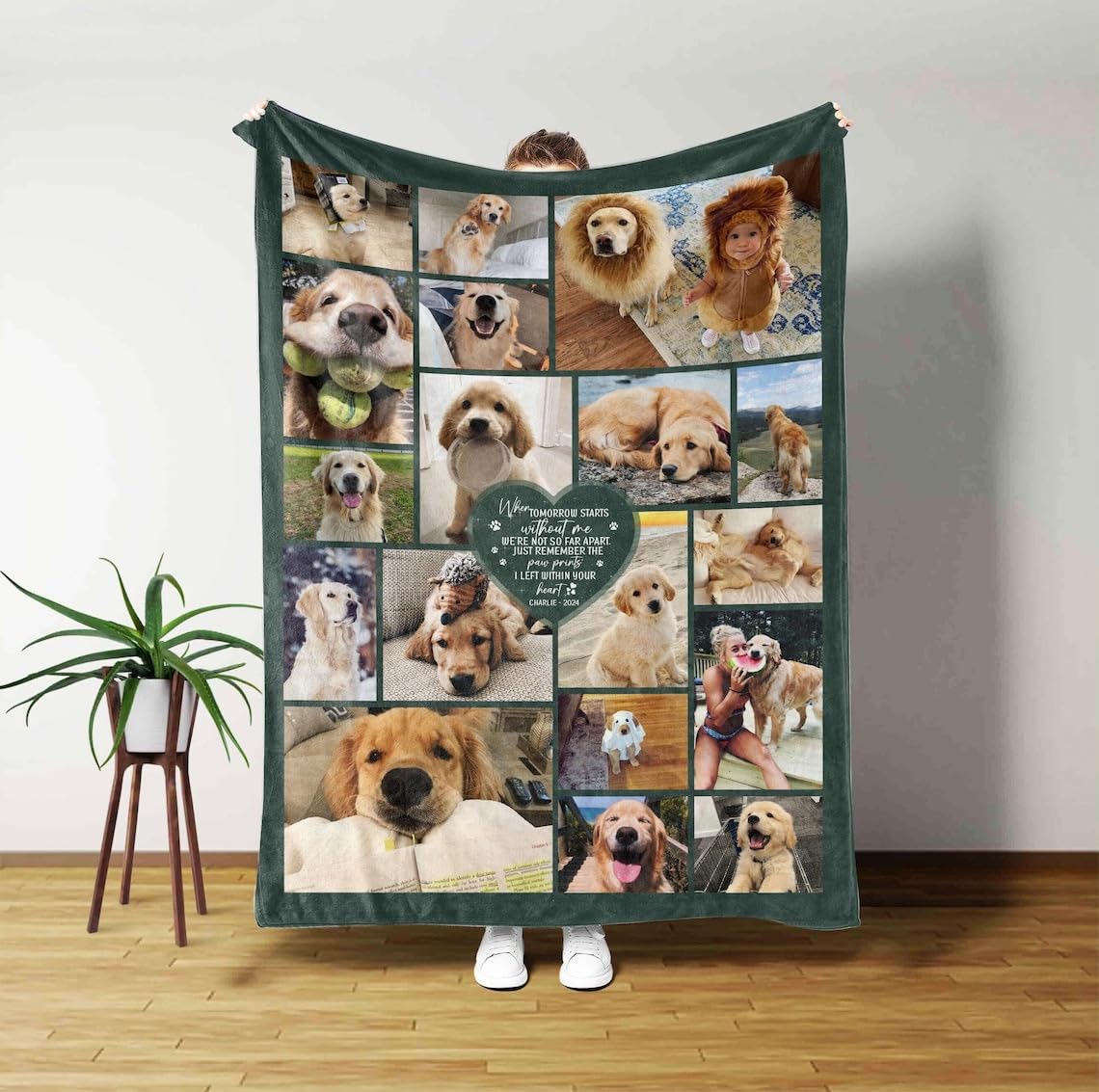 Custom Dog Photo Blanket, Personalized Pet Memorial Fleece Blanket Pet Loss, Custom Pet Photo Collage, Unique Gift For Parents P
