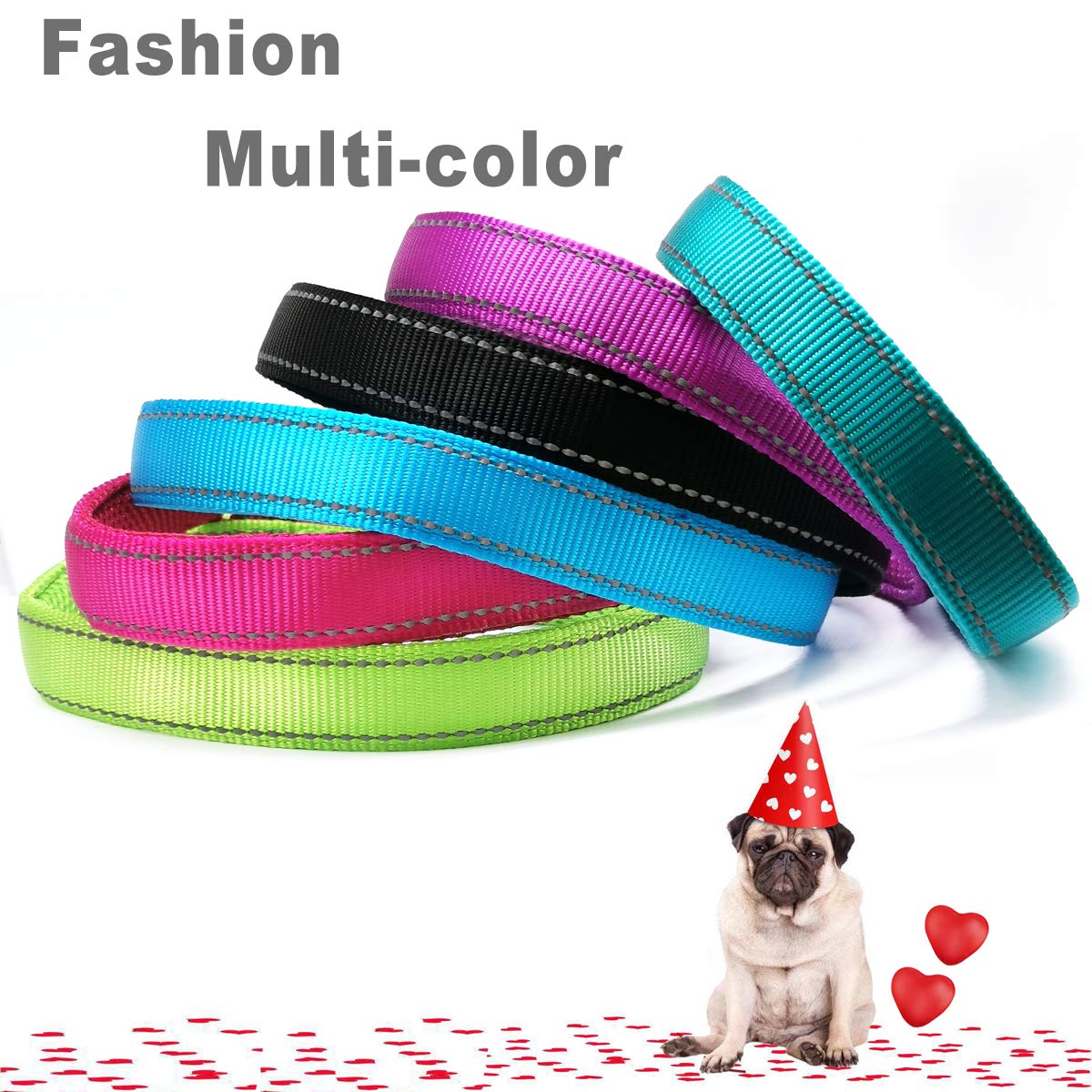 Mycicy Reflective Slip Collar, Soft Nylon Training Choke Collar For Dogs In Black 22', Wide 1'