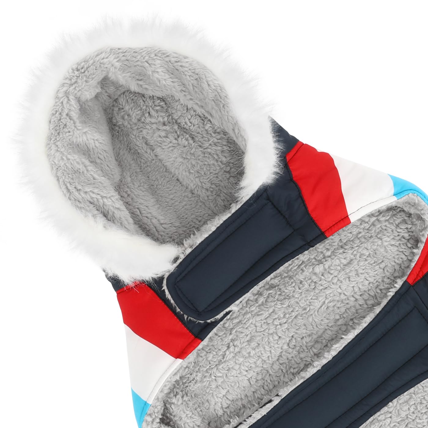 Hde Dog Puffer Jacket Fleece Lined Warm Dog Parka Winter Coat With Harness Hole Patriotic - Xxl