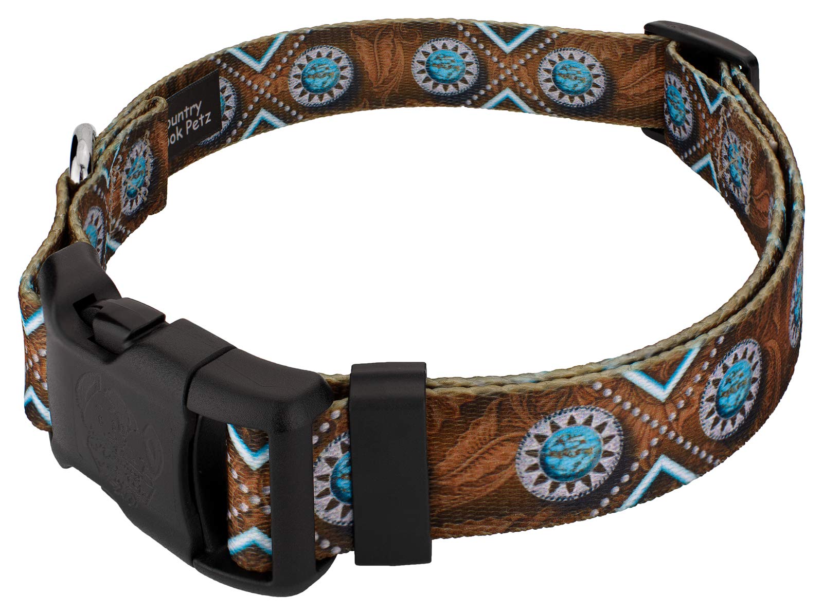 Country Brook Petz - Deluxe Saddle Up Dog Collar - Made in The U.S.A. - Country and Western Collection Featuring Rustic Designs