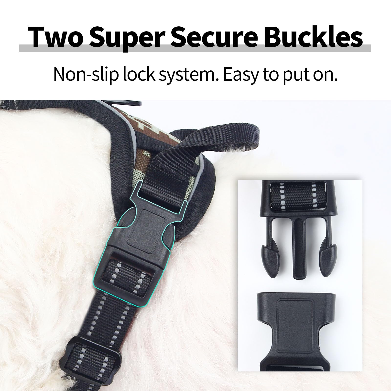 Huitban Adjustable Soft Padded Dog Harness Vest - Breathable Nylon With Safety Buckle, Easy To Put On, Front & Back Ring Attachm