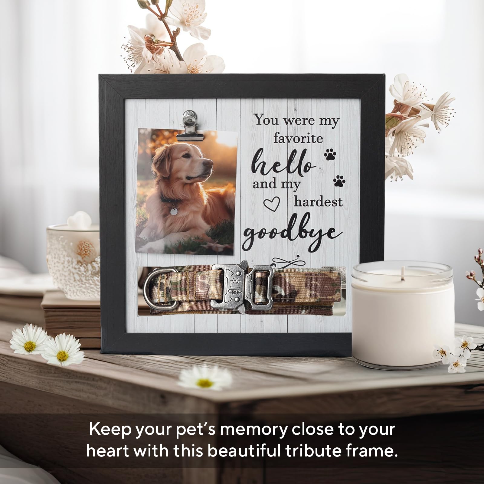 X-Partner Pet Memorial Frame With Collar Holder - Dog And Cat Loss Remembrance Gift - You Were My Favorite Hello And Hardest Goo