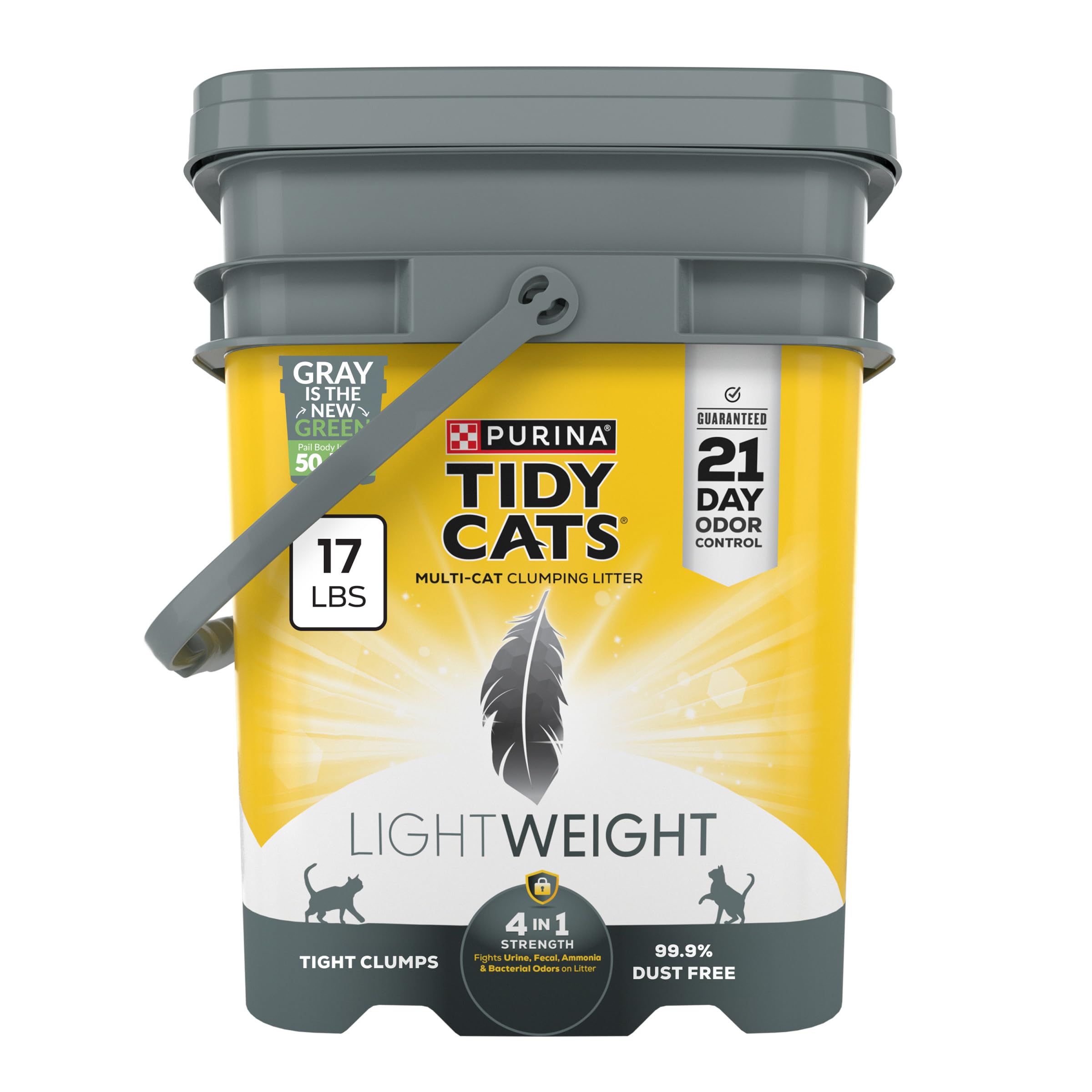Purina Tidy Cats Light Weight, Low Dust, Clumping Cat Litter, LightWeight 4-in-1 Strength Cat Litter - 17 Pound (Pack of 1)