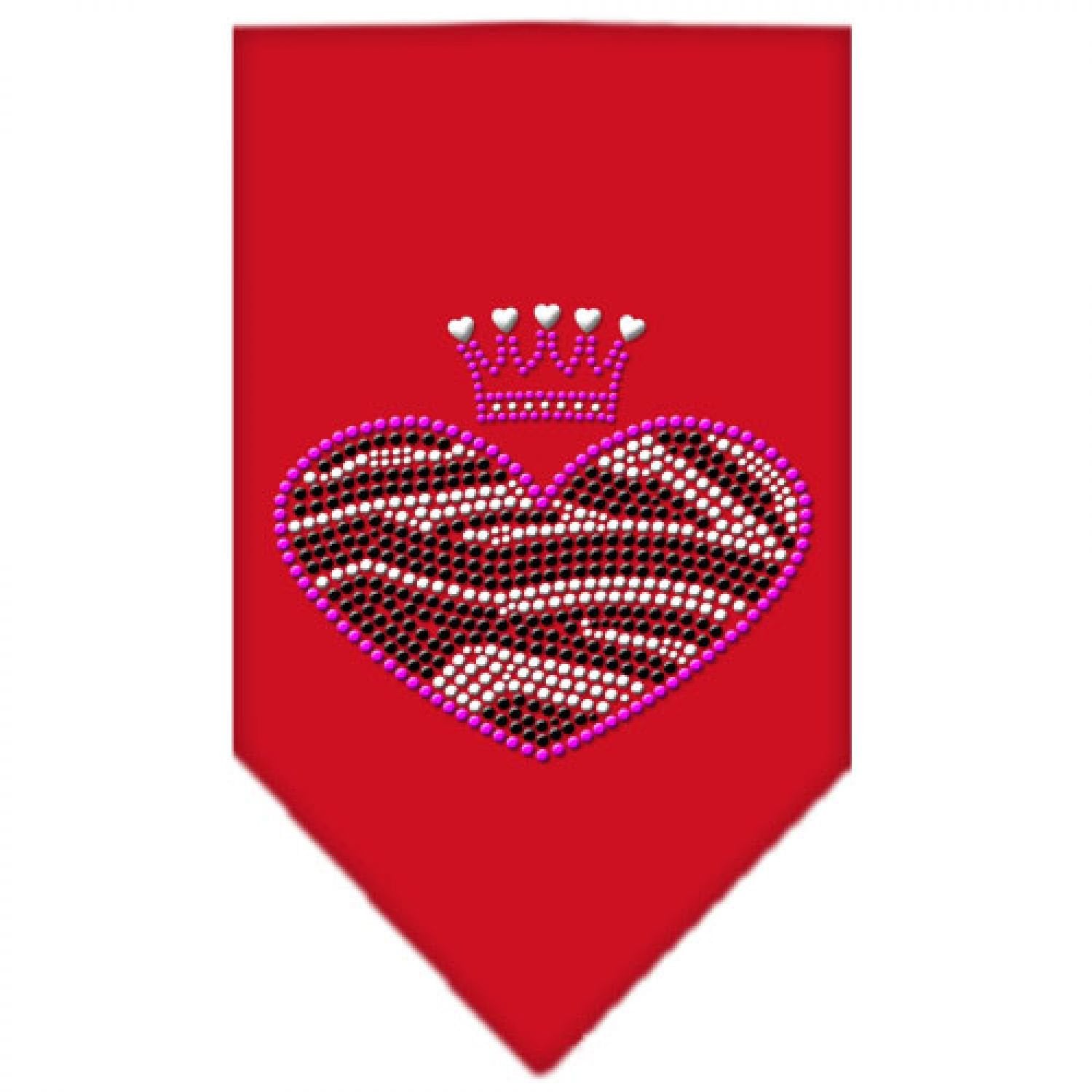 Mirage Pet Products 67-86 LGPR Zebra Heart Rhinestone Red Print Bandana, Large