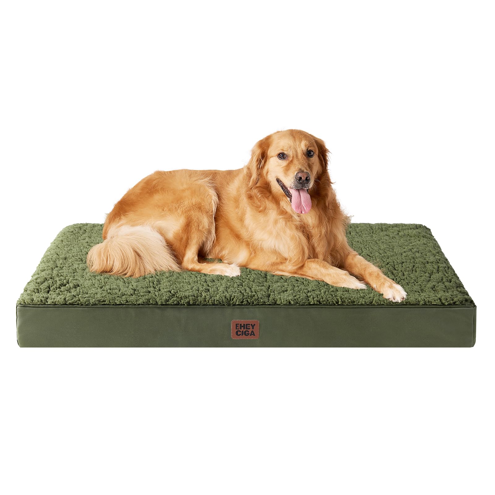 Eheyciga Orthopedic Xl Dog Beds For Extra Large Dogs With Removable Washable Cover For Crate, Dark Green, 41X27