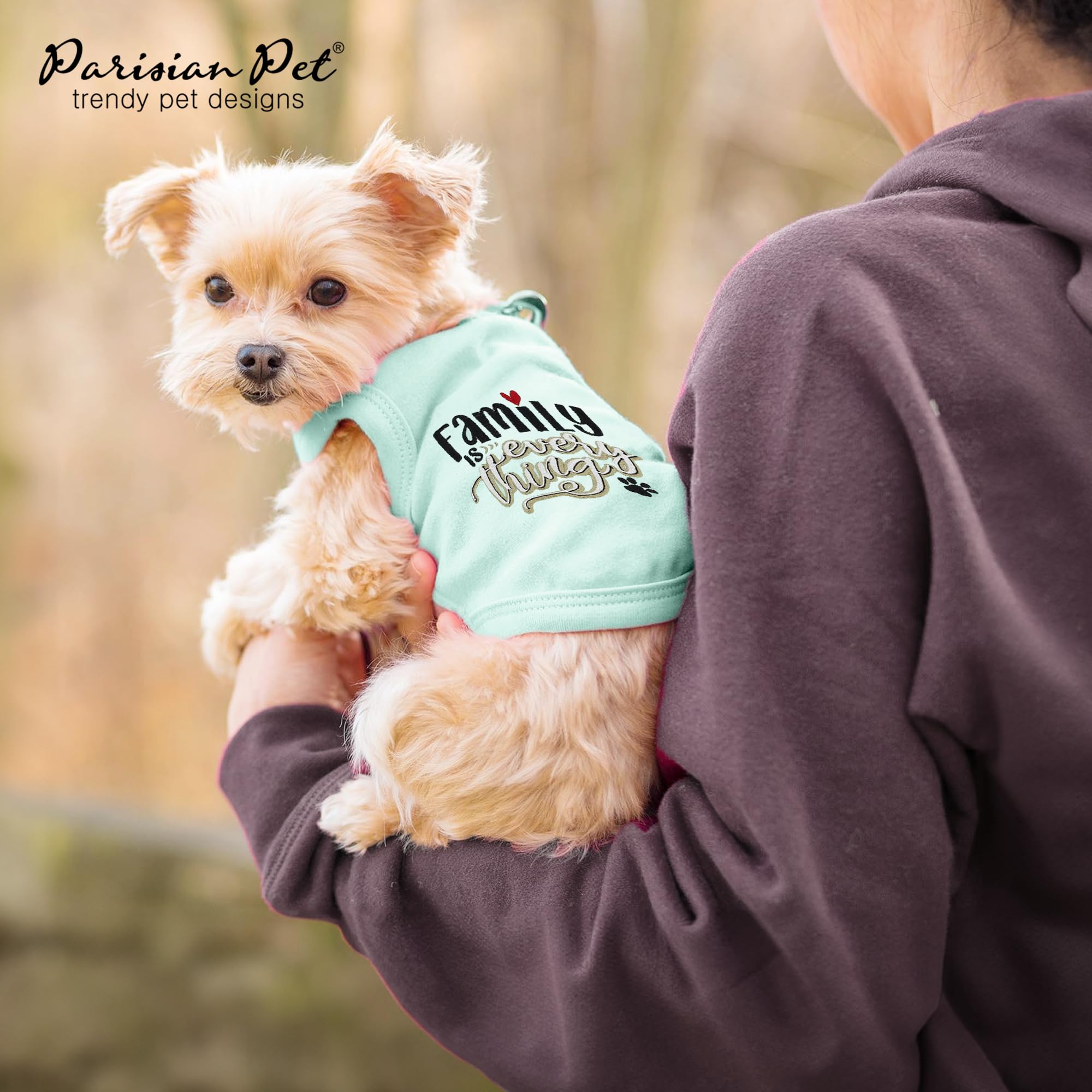 Parisian Pet Unisex Dog Tshirt - Embroidered “ Family Is Everything “ Dog Shirt - Breathable And Lightweight Dog Clothes - Sleeveless Dog Tee Shirts - Machine Washable Dog Shirt For Large Dogs - 3Xl