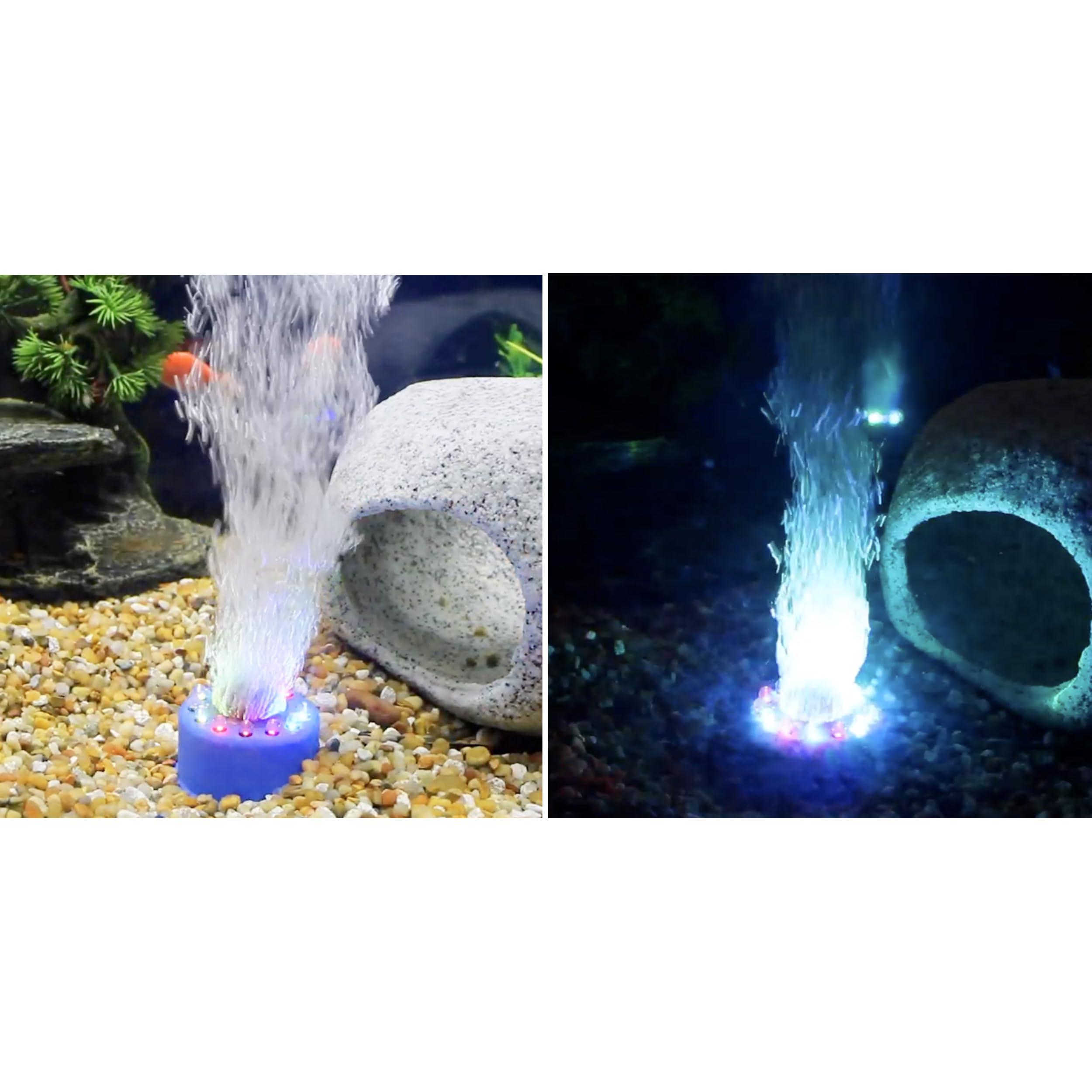 Penn-Plax Cascade Multi-Colored Rainbow LED Air Stone - Great Bubbler for Freshwater & Saltwater Aquariums - 2.5    Diameter