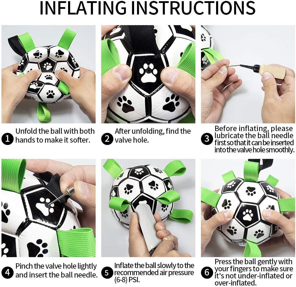 Qdan Dog Toys Soccer Ball, Interactive Dog Toys For Tug Of War, Dog Tug Toy, Dog Water Toy, Durable Dog Balls For Small & Medium