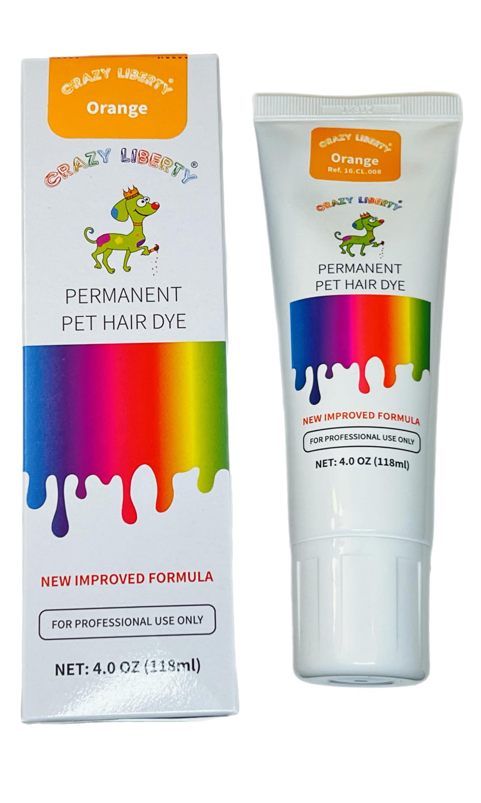 Crazy Liberty Permanent Hair Dye For Dogs And Horses, 4 Oz Tube. (Orange)
