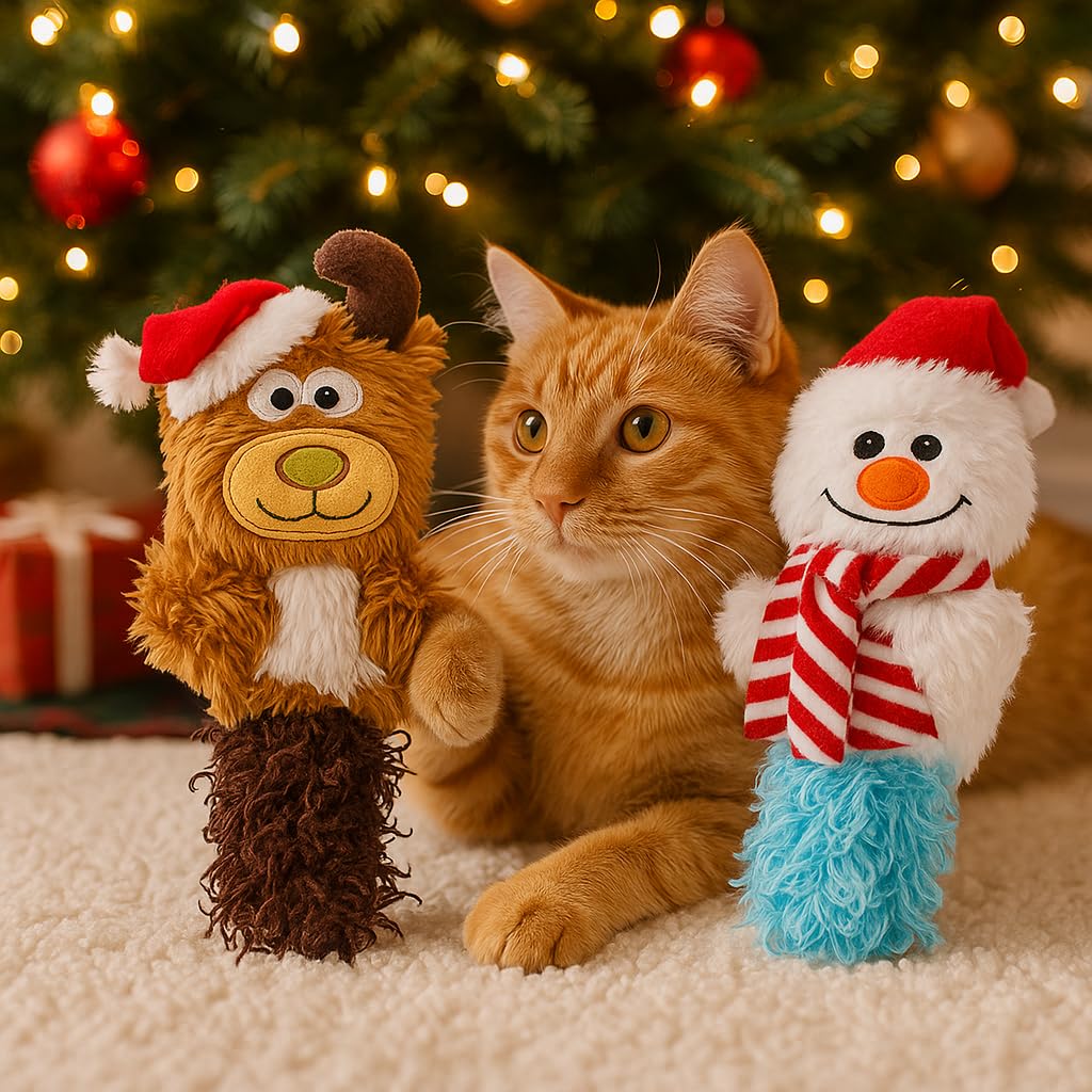 Kong Holiday Kickeroo Cat Toy - Reindeer Or Snowman, Catnip-Filled, Christmas Plush Toy