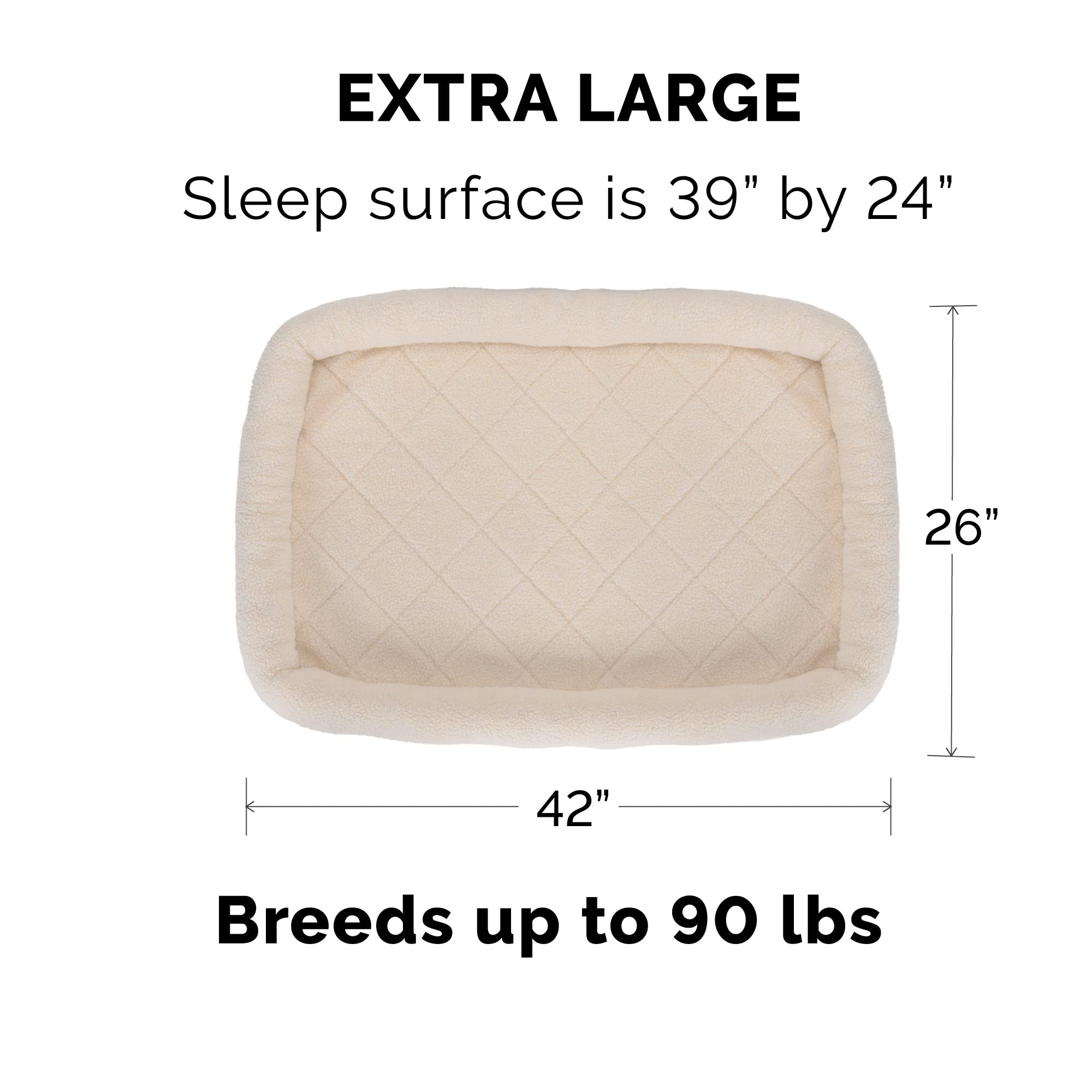 Furhaven Dog Bed For Large Dogs, 100% Washable, Sized To Fit Crates - Sherpa Fleece Bolster Crate Pad - Cream, Extra Large/Xl