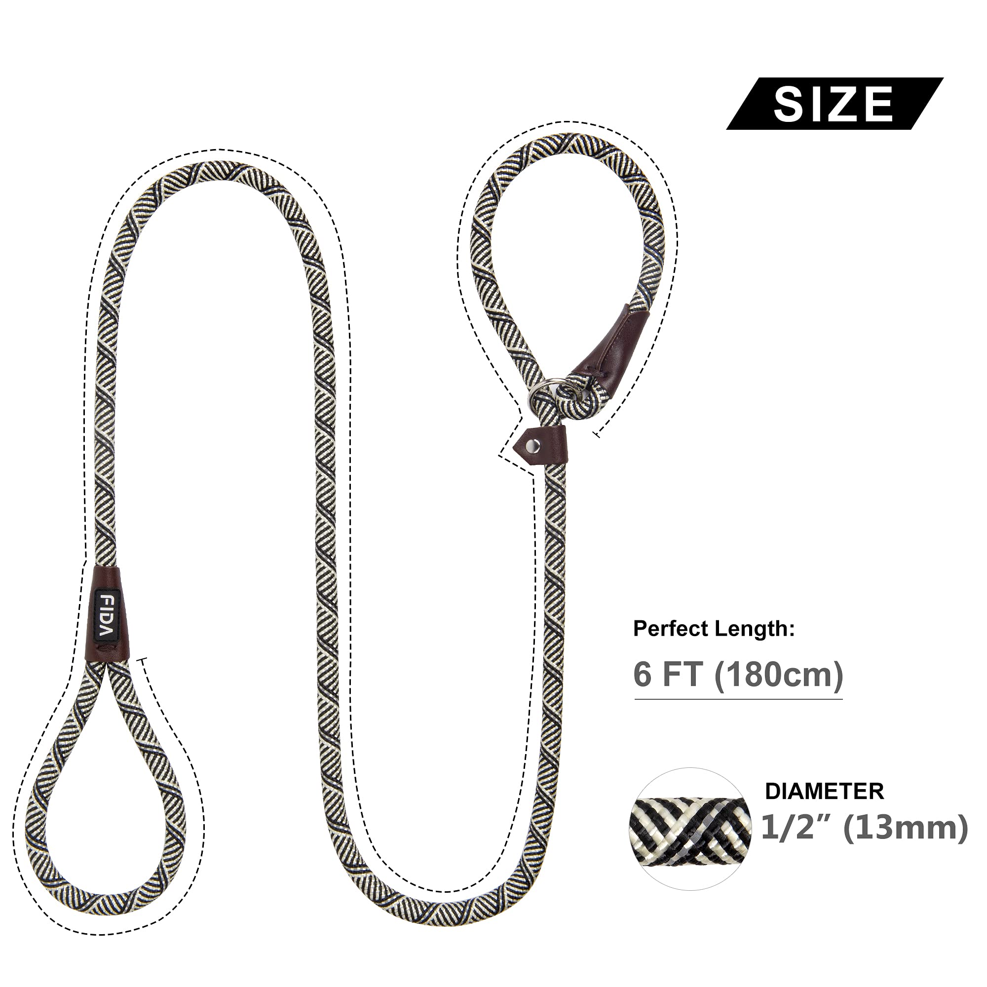Fida Durable Slip Lead Dog Leash Bulk Pack Of 5, Heavy Duty 1/2' X 6 Ft Comfortable Strong Rope Slip Leash For Large, Medium & Small Dogs No Pulling Pet Training Leash With Highly Reflective (Grey)