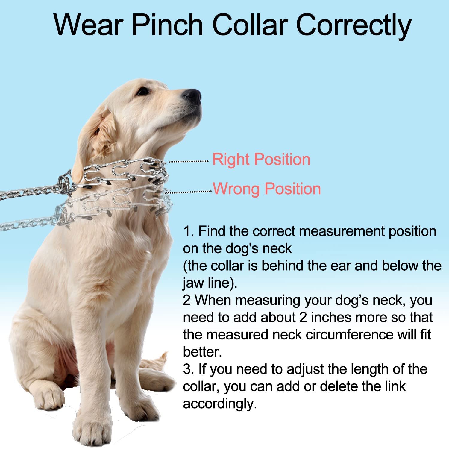 Darkyazi Durable Pinch Collar Stainless Steel Dog Adjustable Pet Training Collar For Medium Large Dogs (Medium (Pack Of 1), Silver)