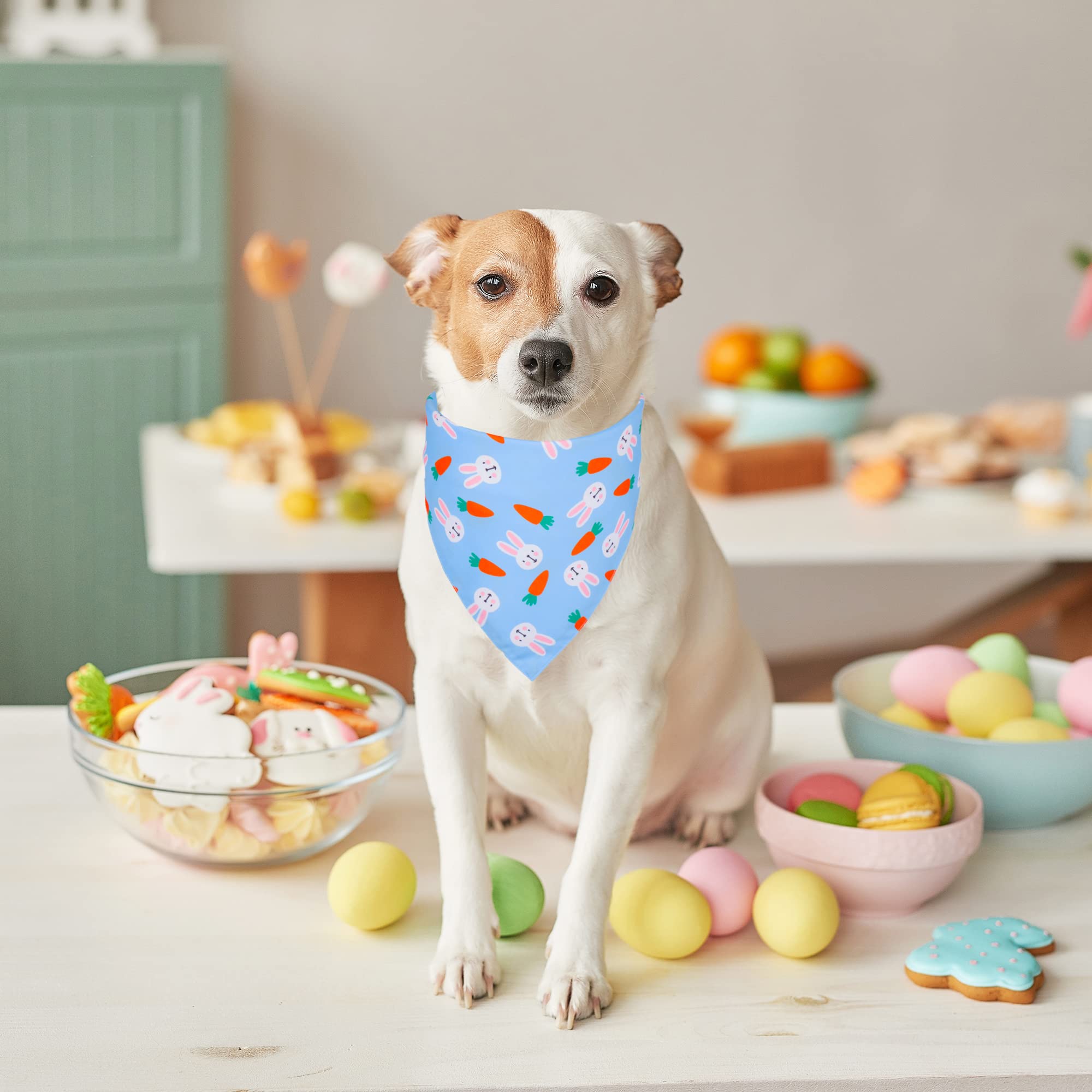 Ptdecor Easter Dog Bandana 2 Pack, Reversible Dog Holiday Festival Scarf, Multi Size, Easter Bandanas For Medium Large Dogs Pets