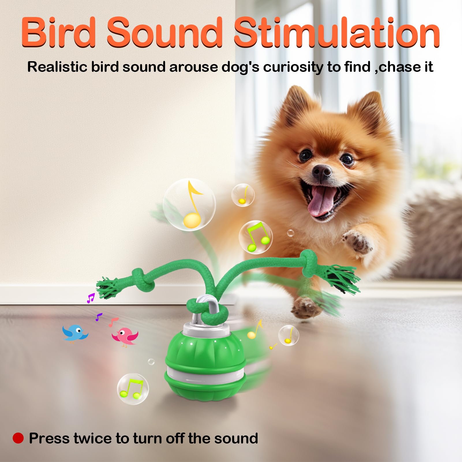 Salodal Interactive Dog Toy - USB Rechargeable Rolling Ball for Small Dogs - Green, Model P38