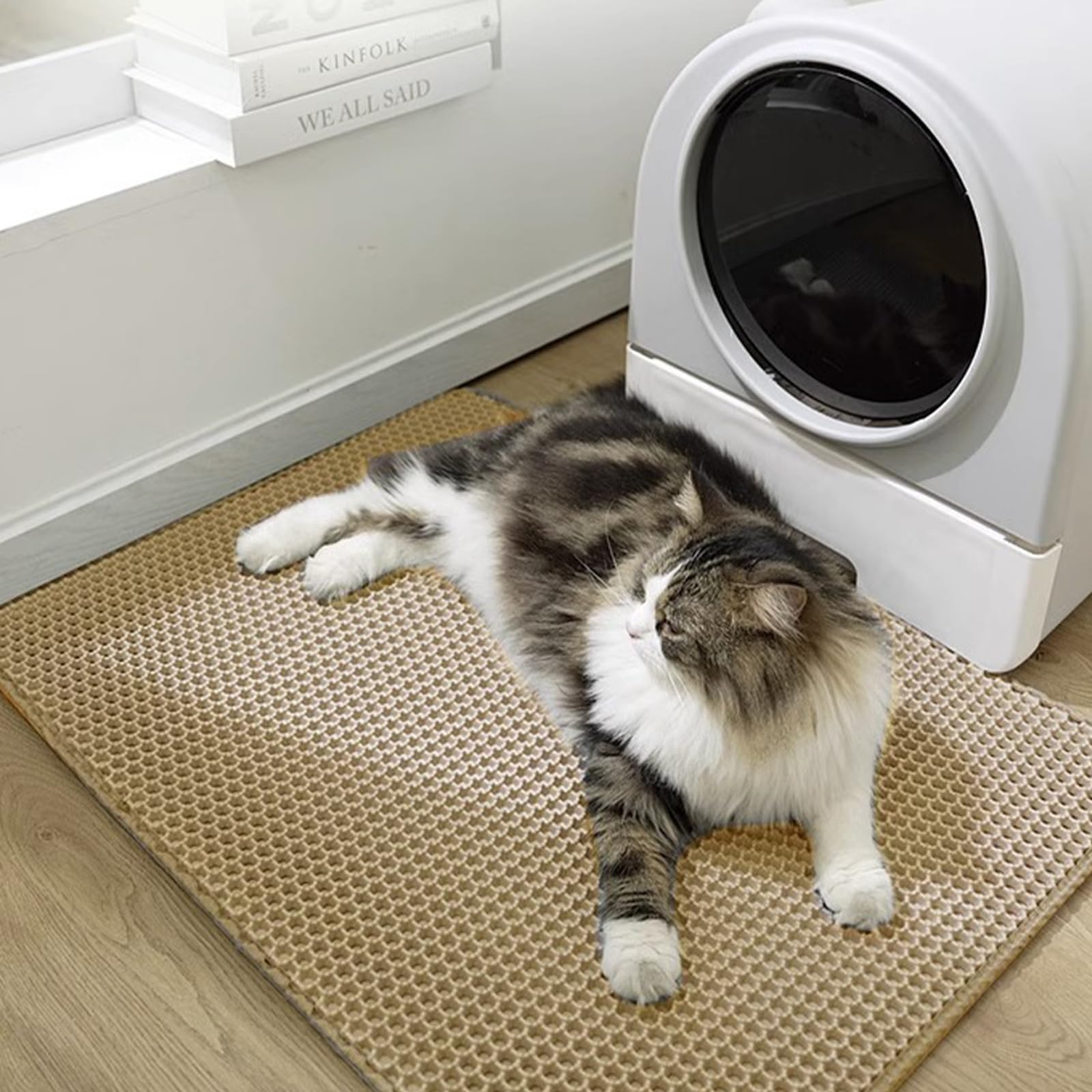 Erhaog Cat Litter Mat - Litter Trapping Mat 46X25/35X24/30X22/24X16/20X16/18X12 Inch Box Mat Extra Large, Honeycomb Double Layer