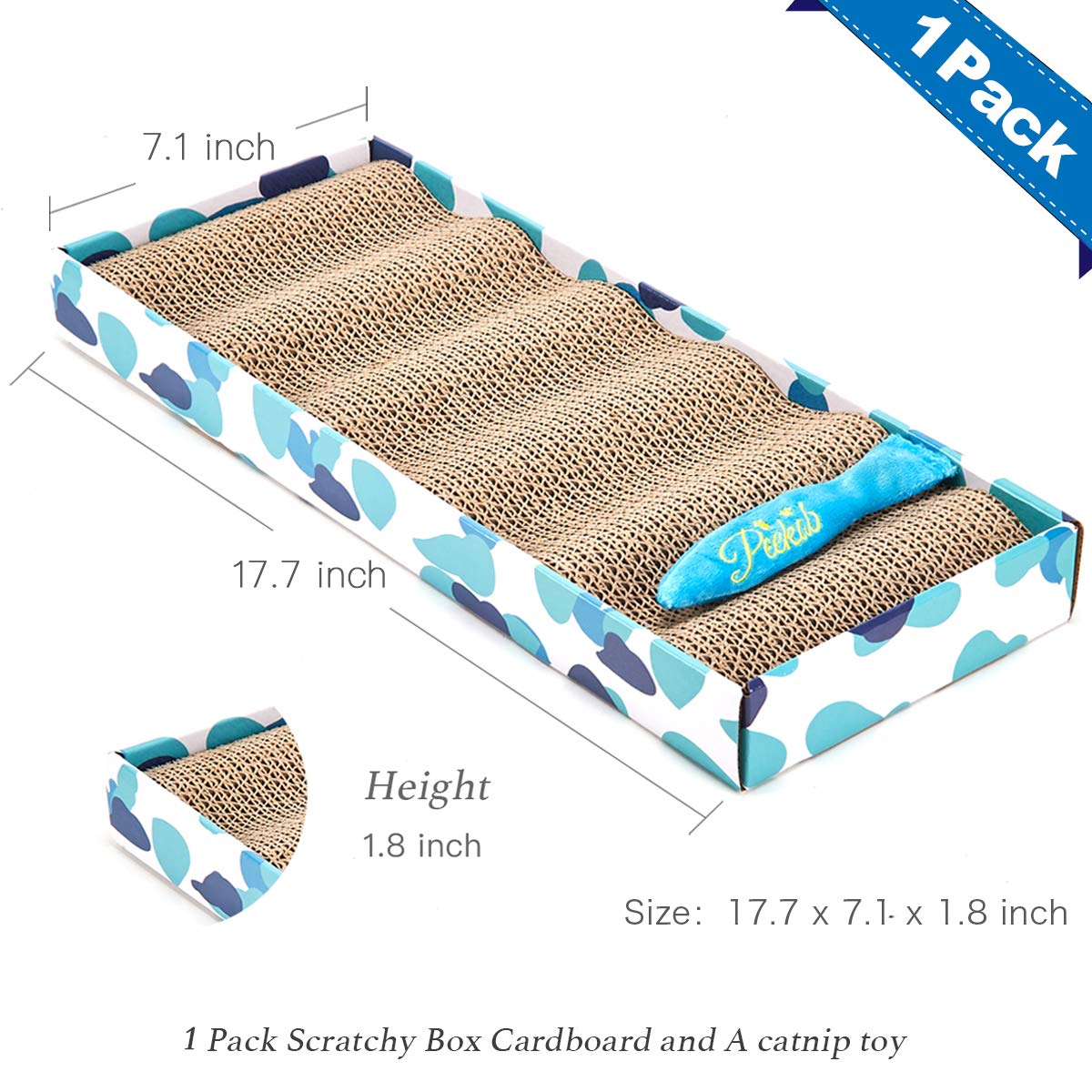 Peekab Cat Scratcher Cardboard Reversible Cat Cat Scratch Pad Kitty Corrugated Scratching Bed Catnip Included (1 Pack)